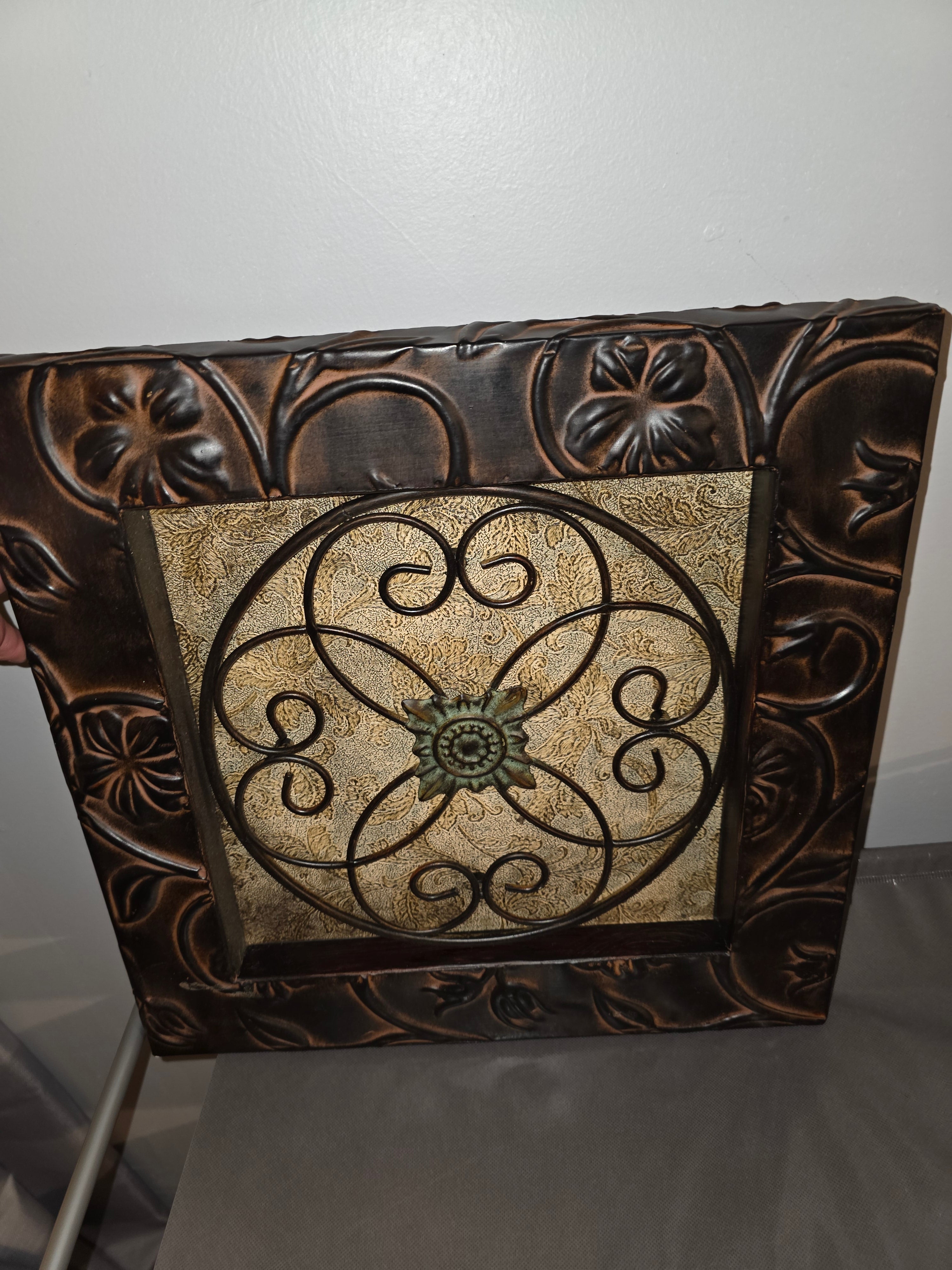 Vintage metal wall decor thrift find .