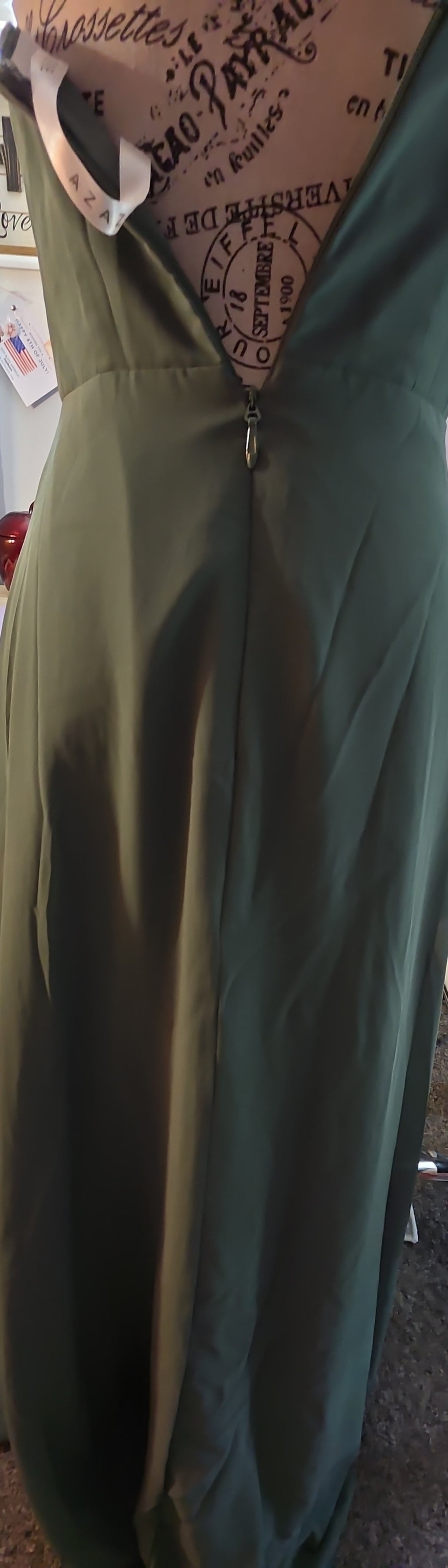Long olive green dress