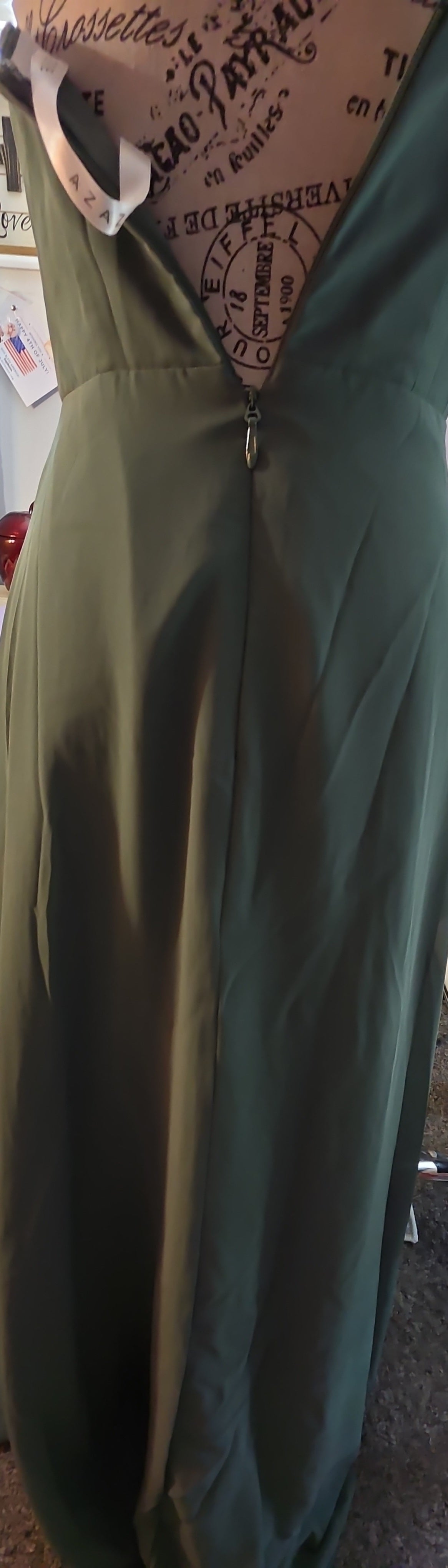 Long olive green dress