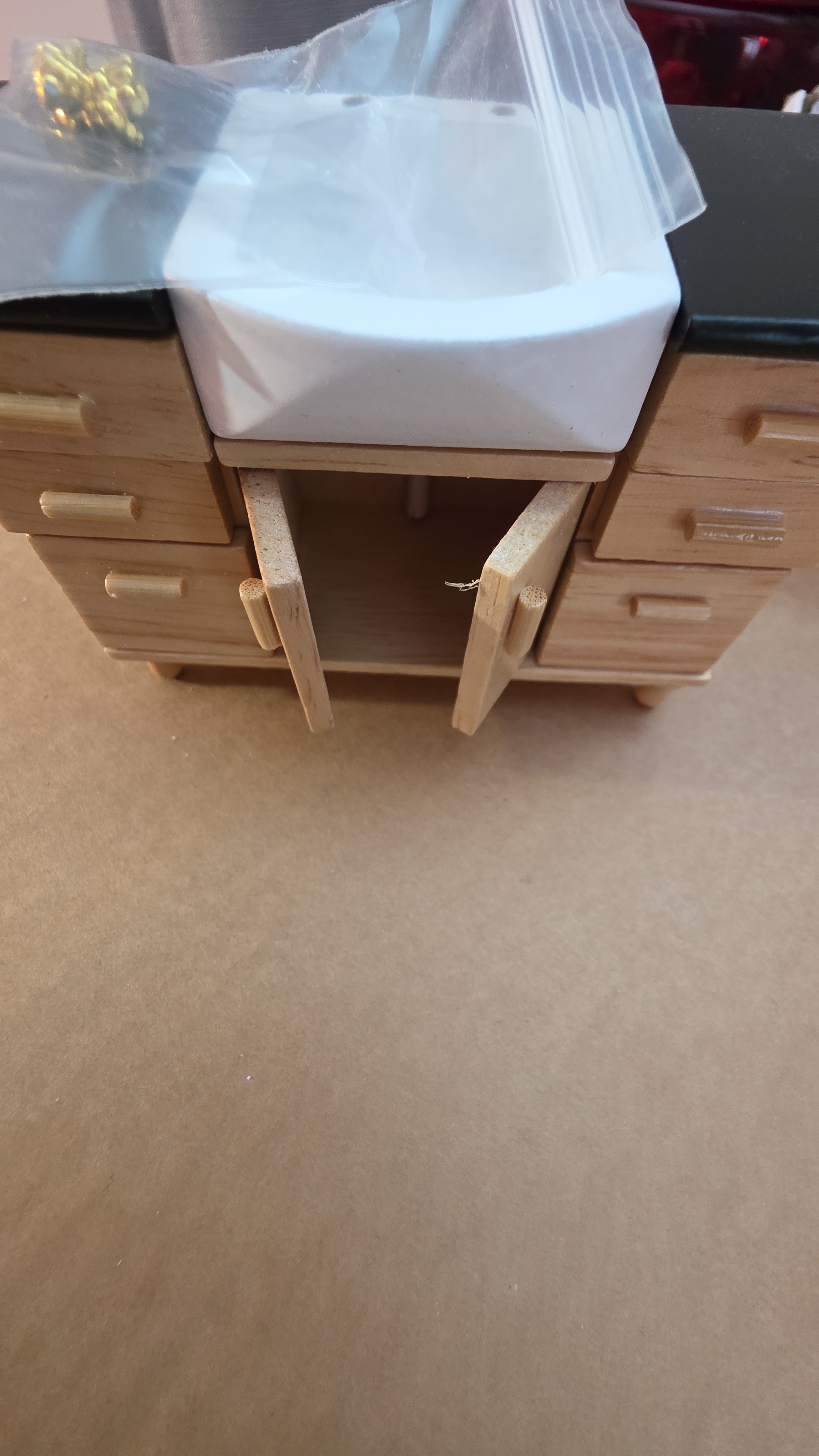 Mini wood bathroom sink