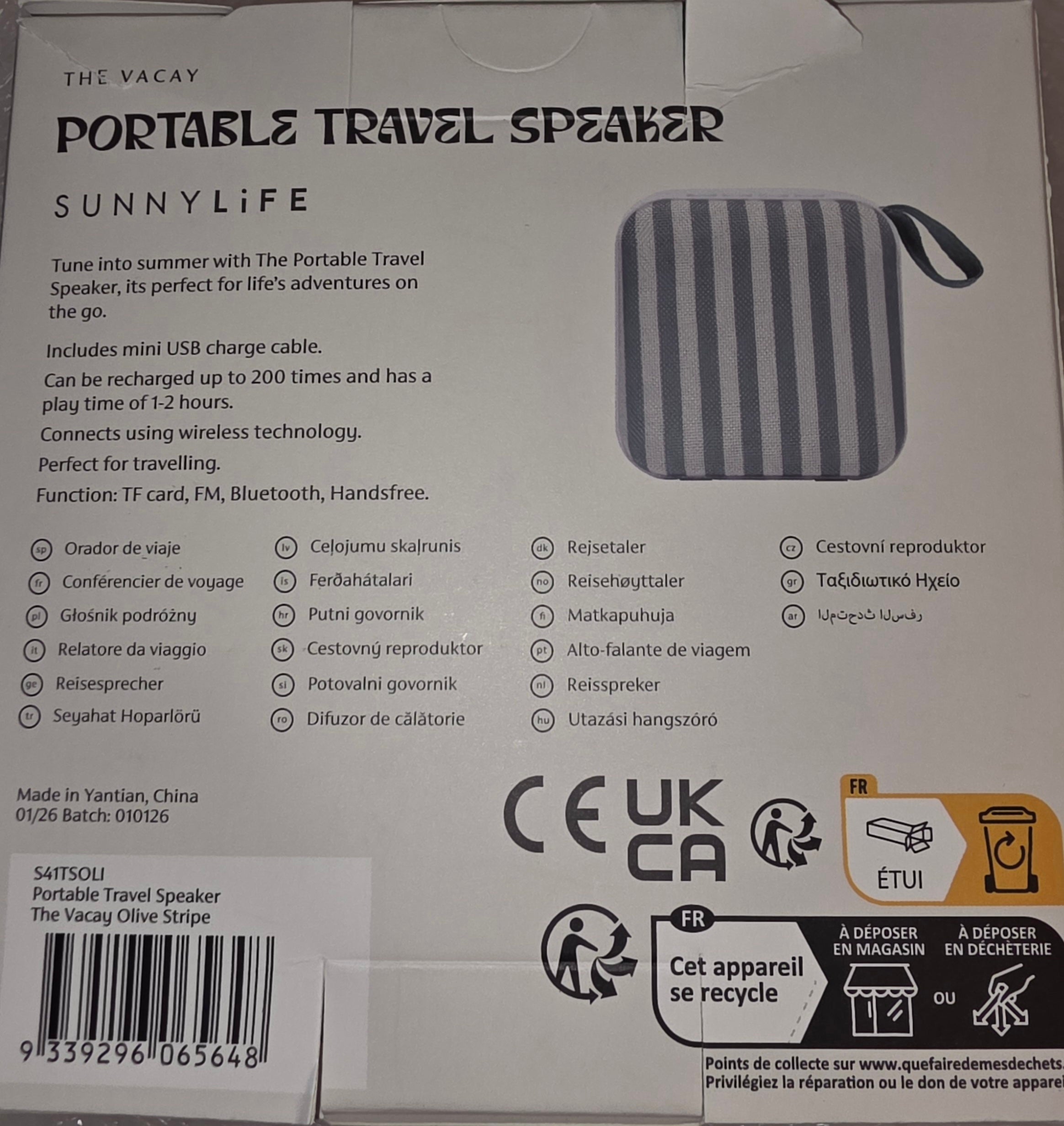 Sunnylife portable speaker