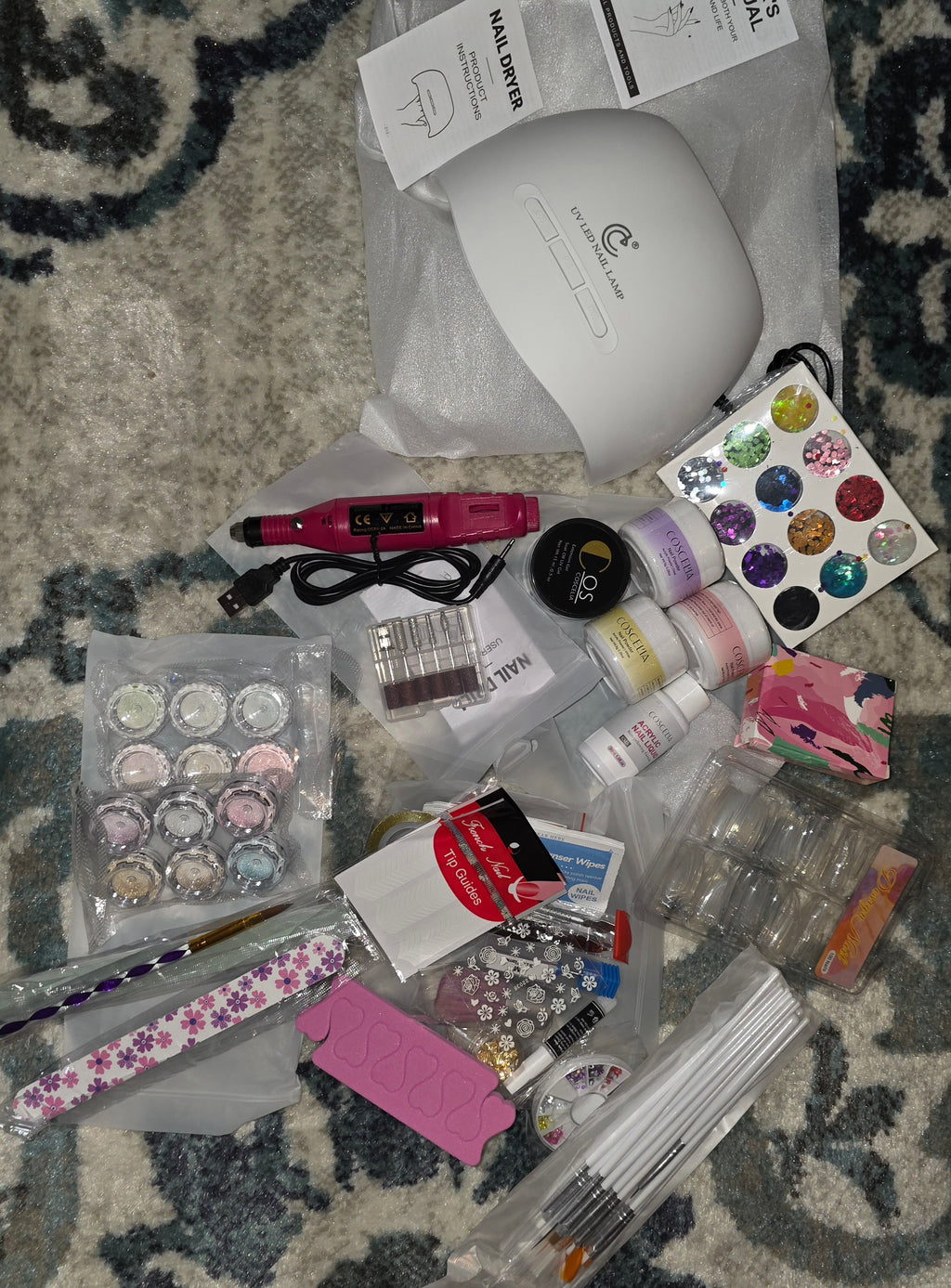 Complete nail kit with dryer and dremel