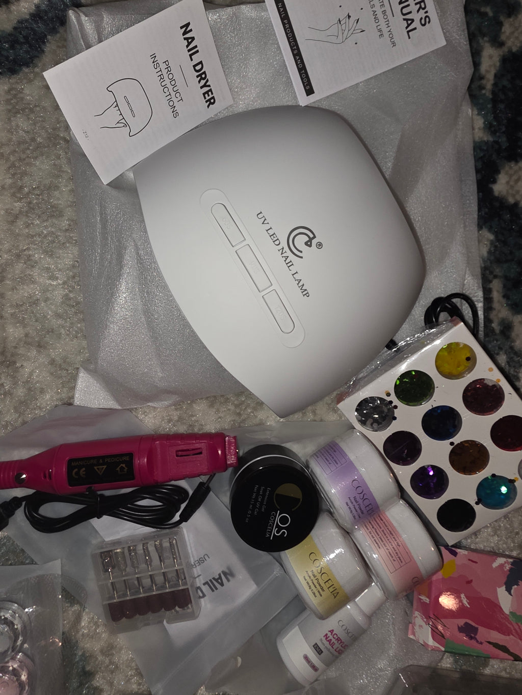 Complete nail kit with dryer and dremel