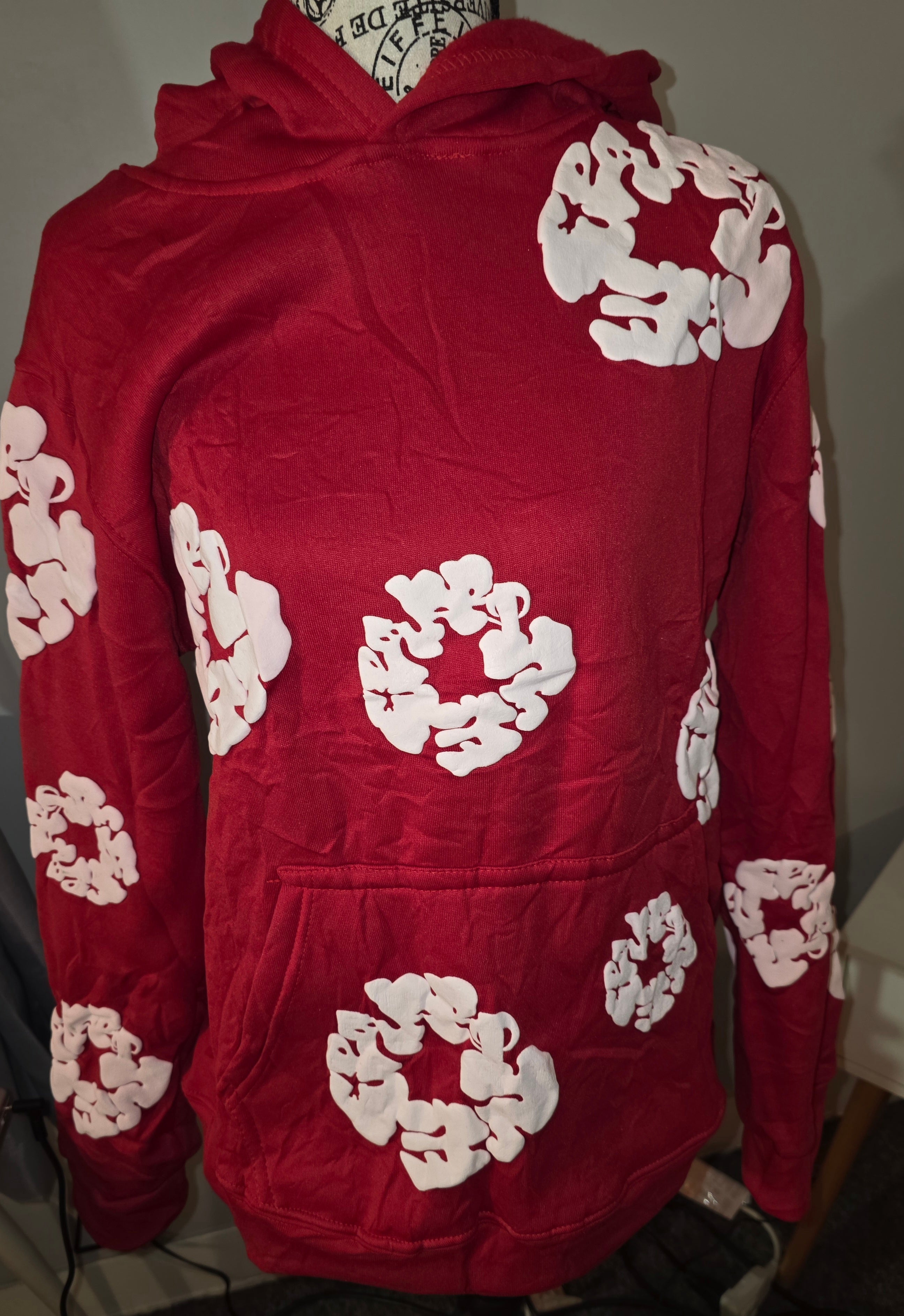 Red and white hoodie
