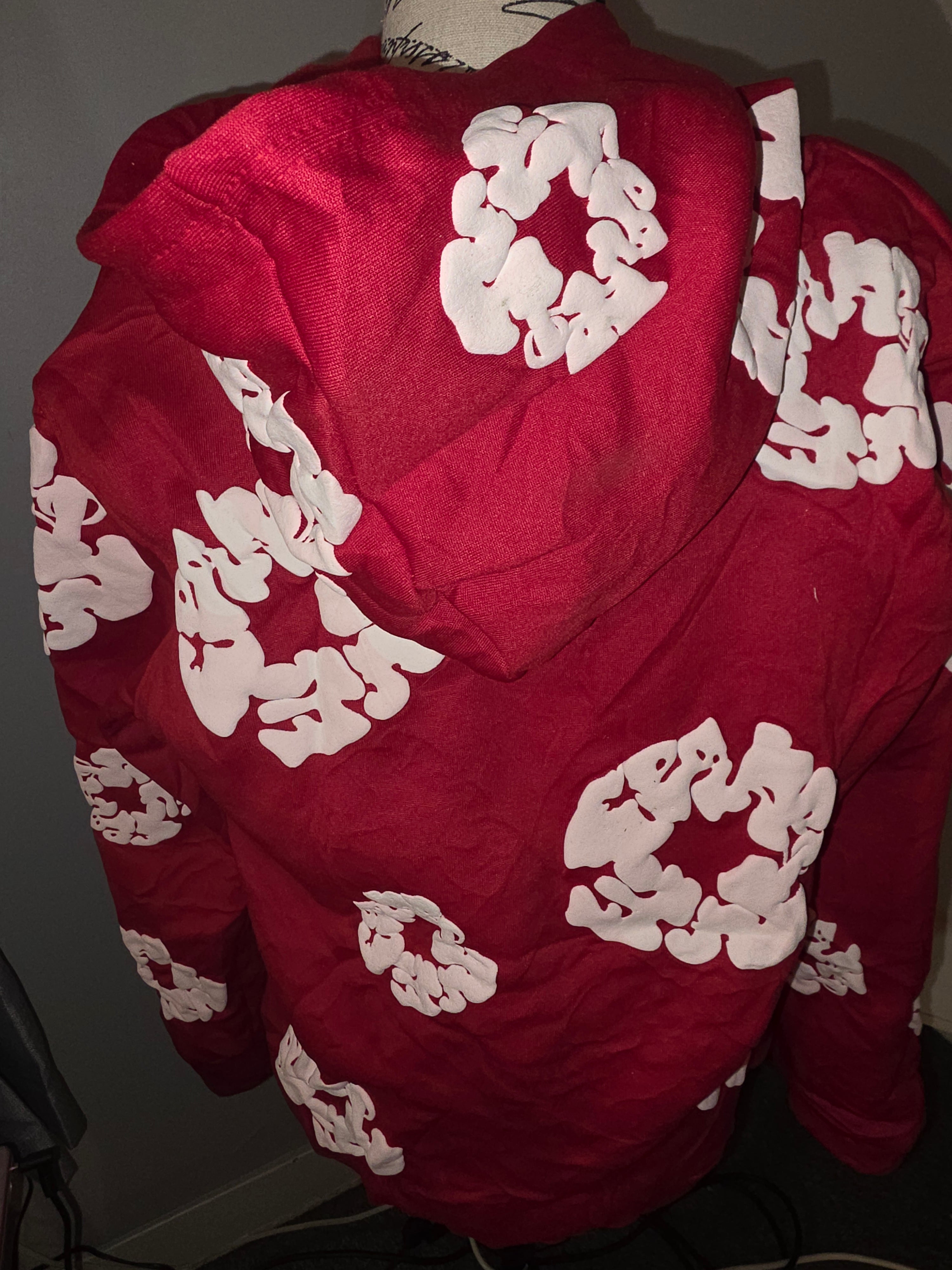 Red and white hoodie
