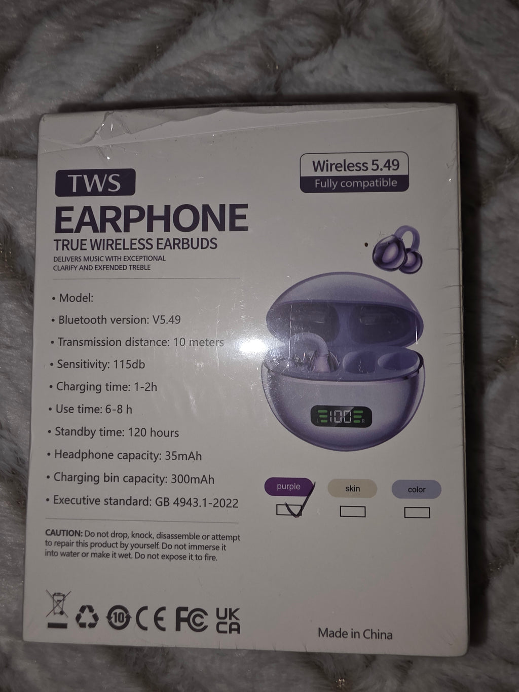 TWS earphones wireless w/ charger