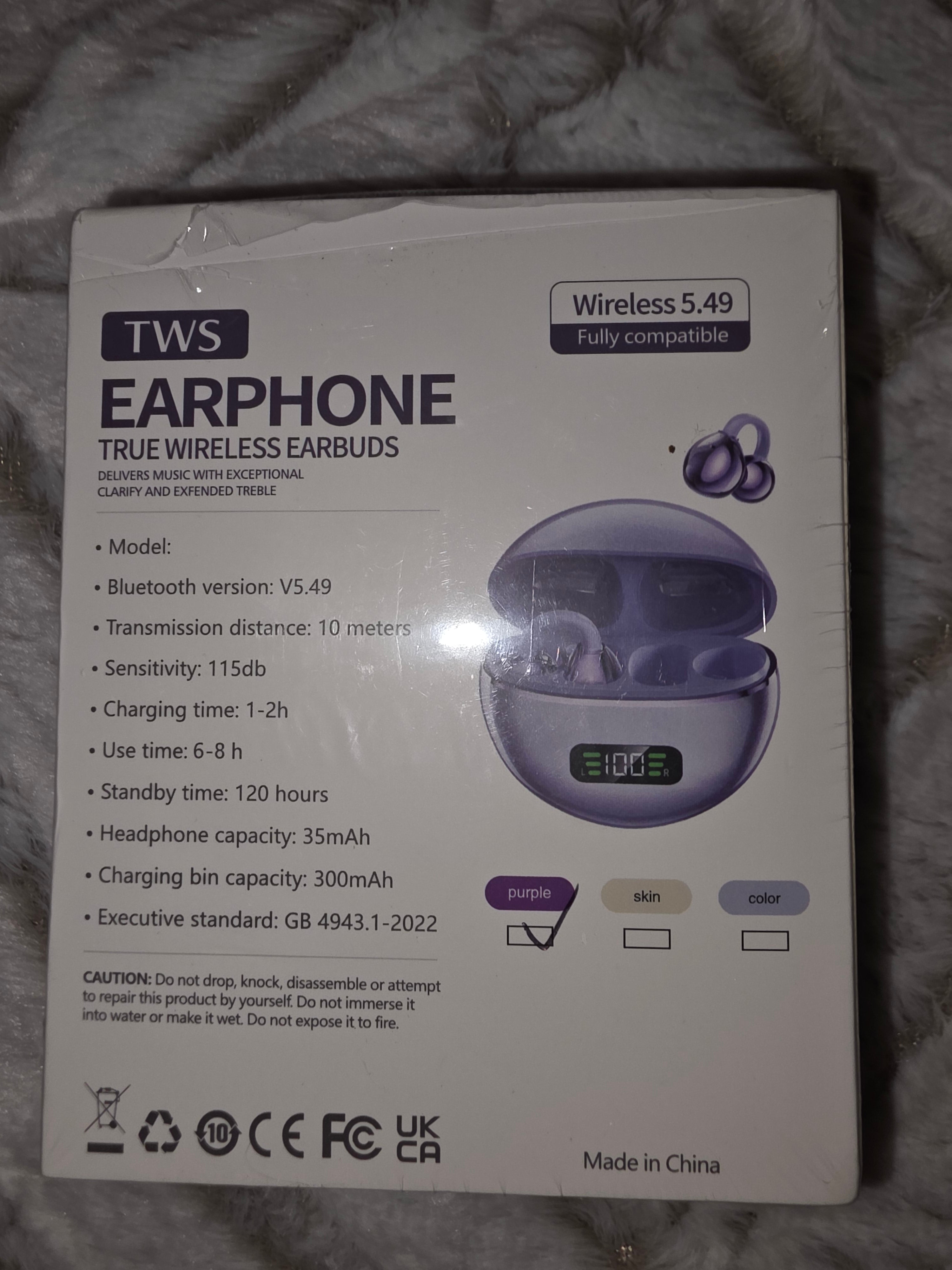 TWS earphones wireless w/ charger