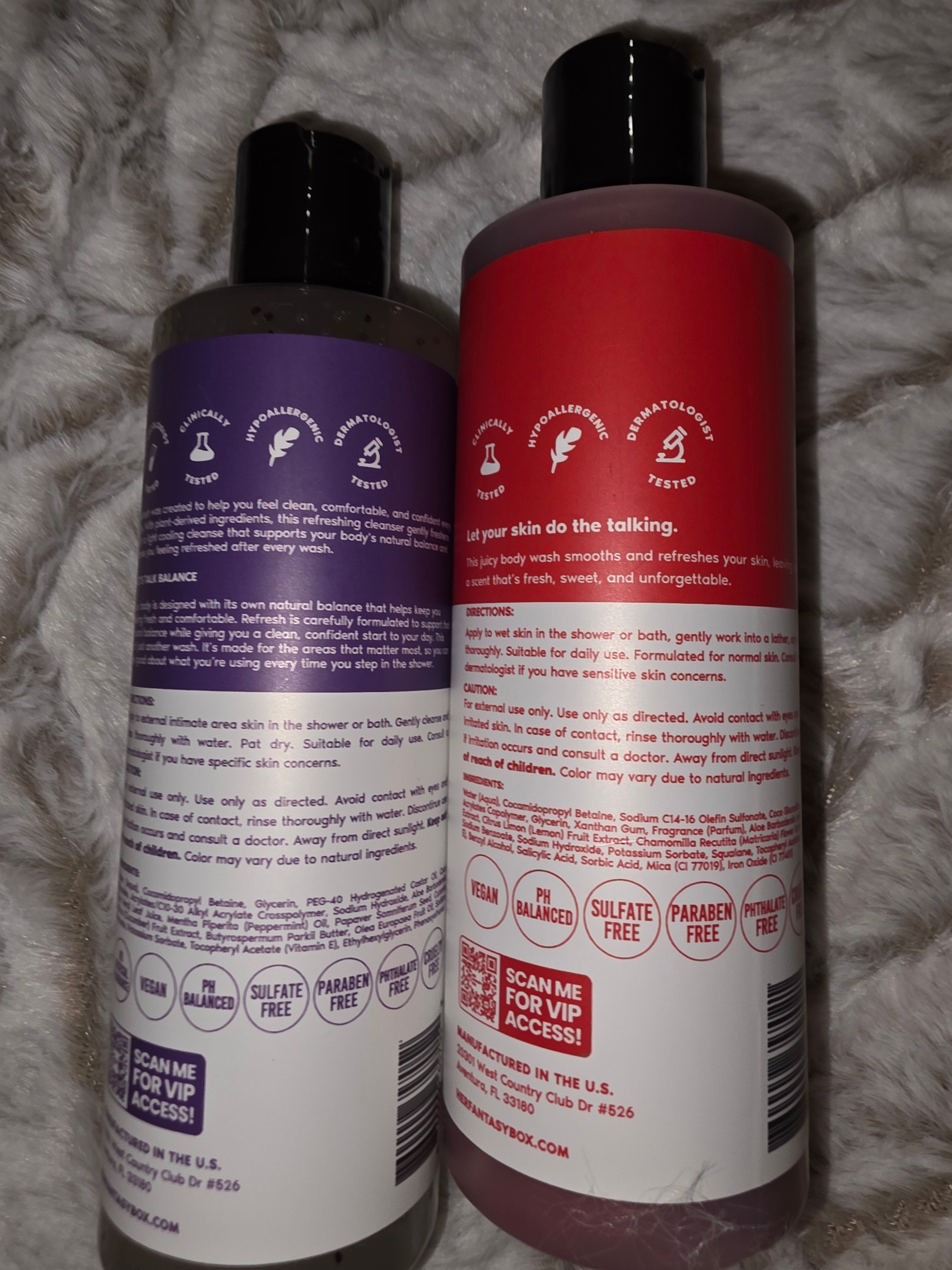 Her Fantasy Box 2 bottle set body wash berry nectar and intimate wash
