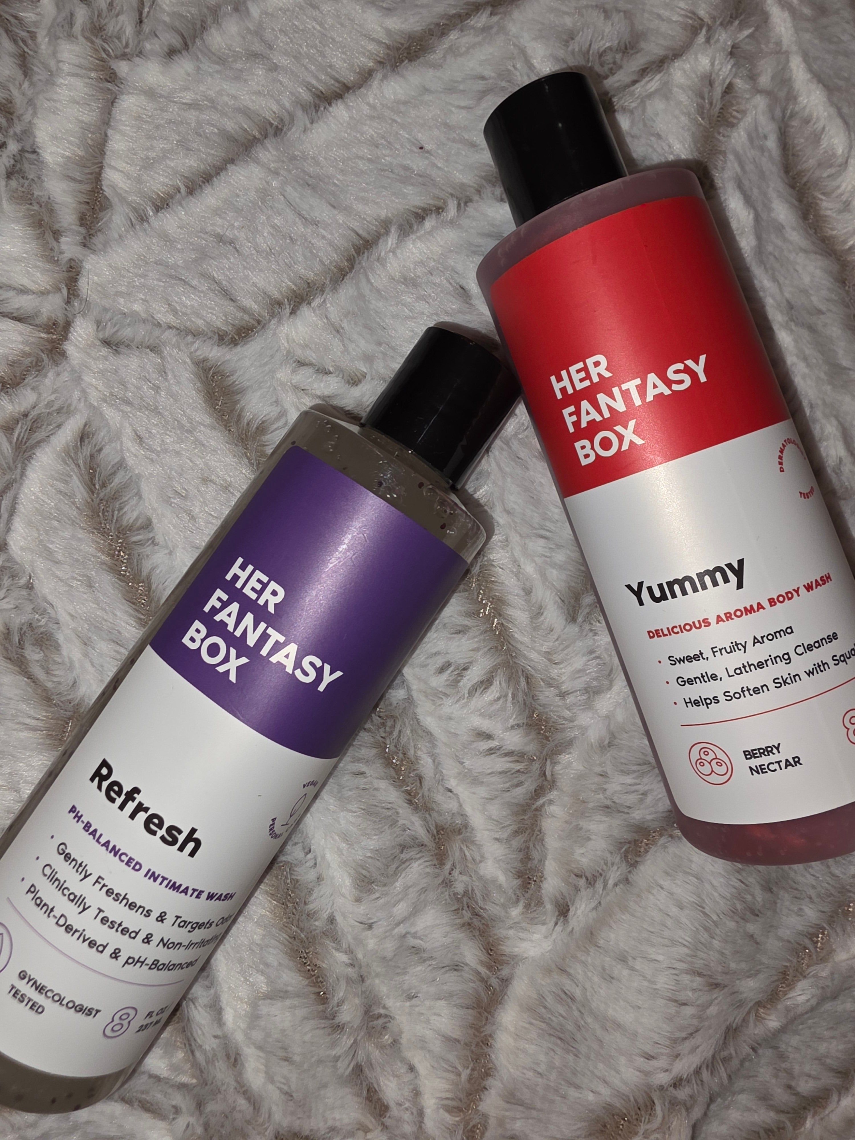 Her Fantasy Box 2 bottle set body wash berry nectar and intimate wash
