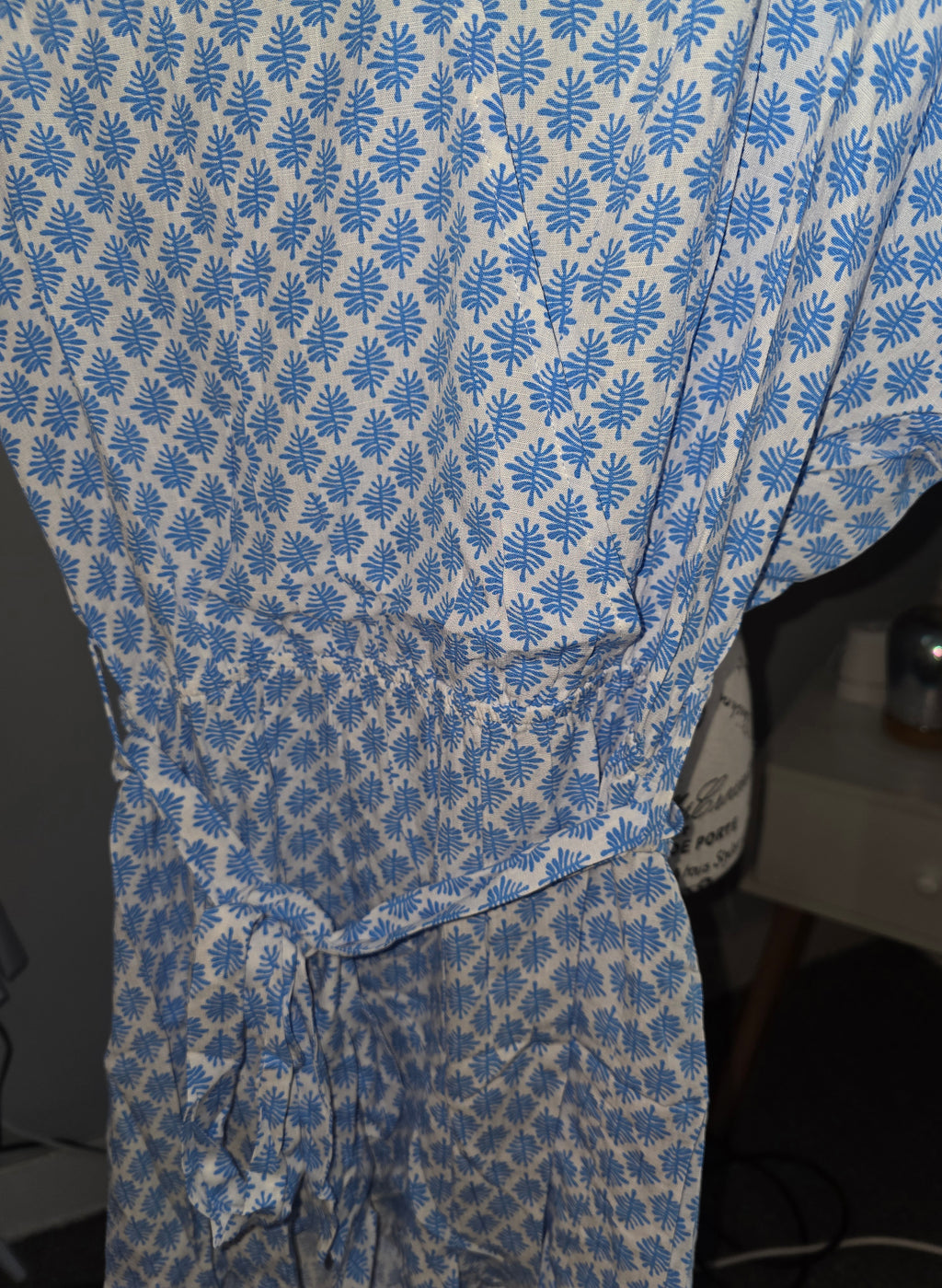 Cupshe blue and white romper nice light materials so pretty