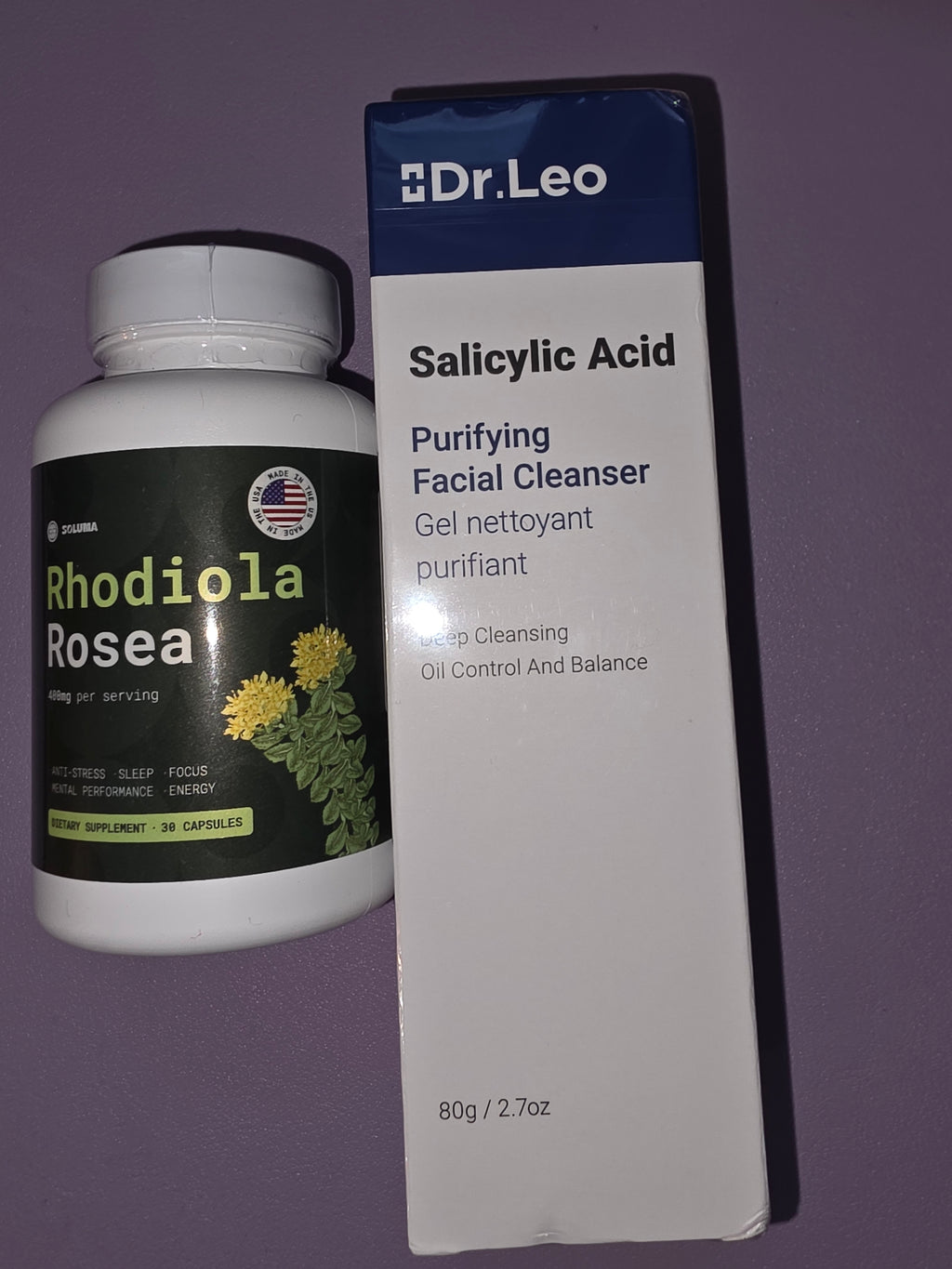 2 items one price Rhodiila supplément and salicylic acid cleanser