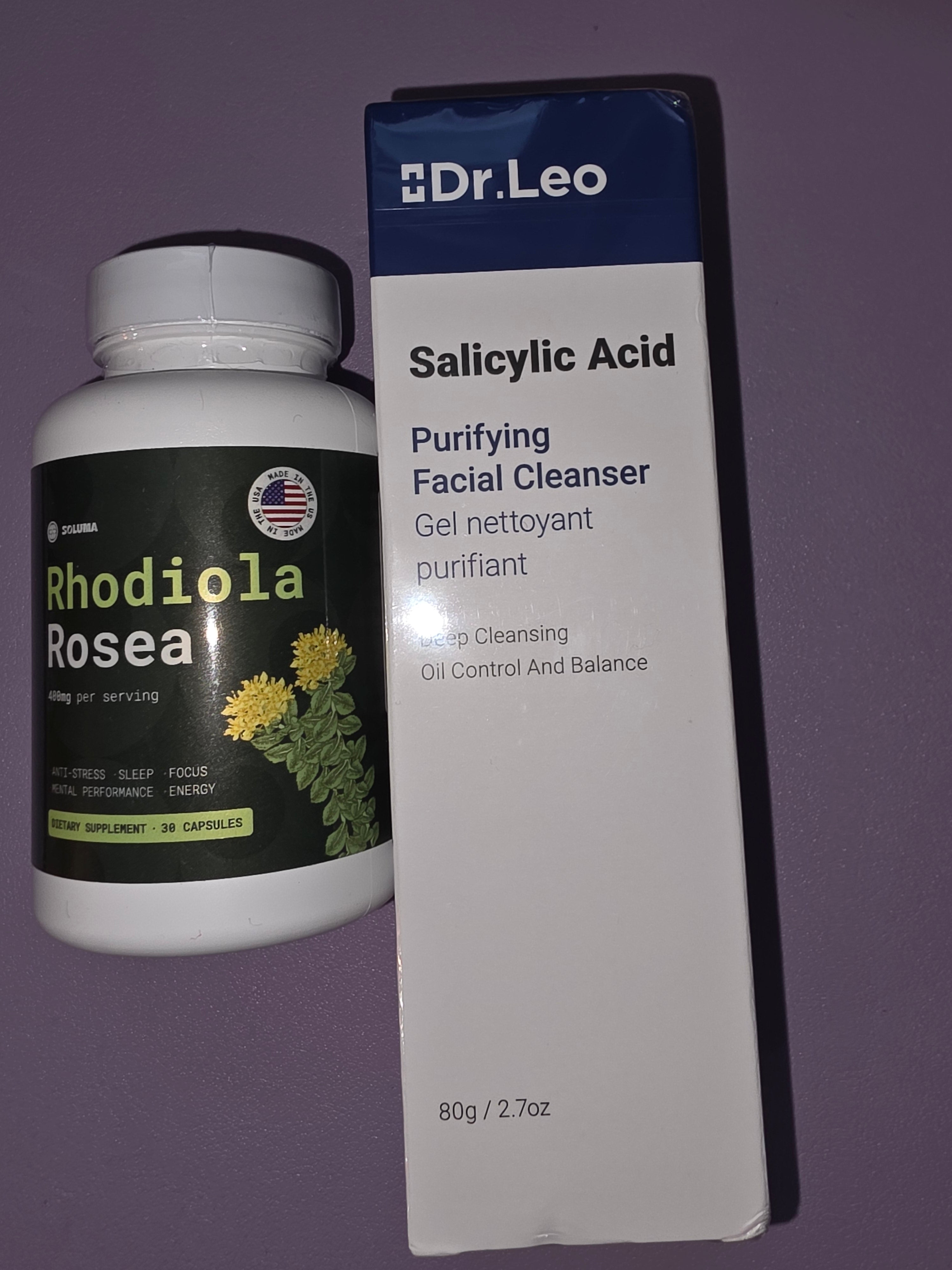 2 items one price Rhodiila supplément and salicylic acid cleanser