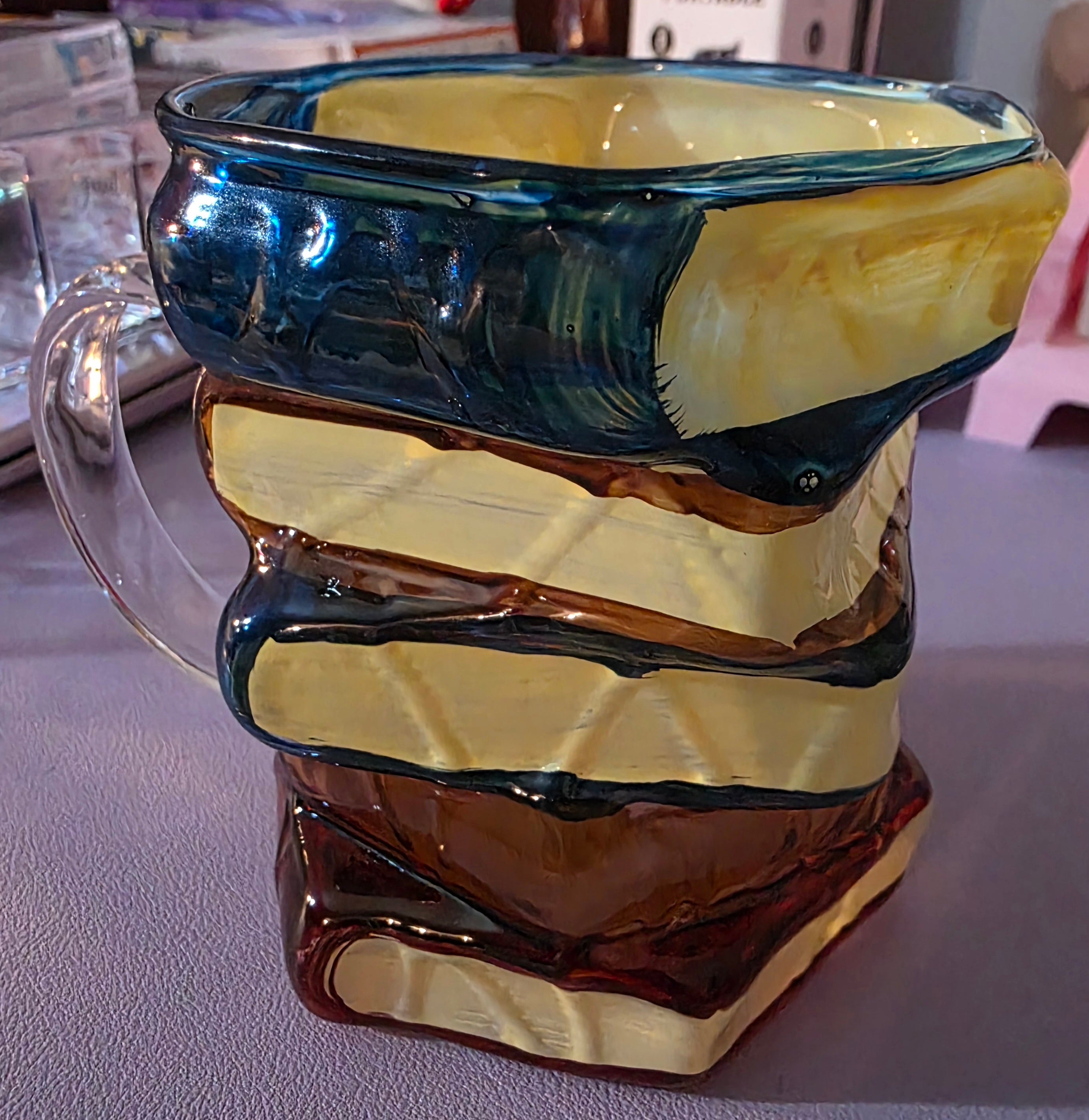 Glass mug looks like a stack of books