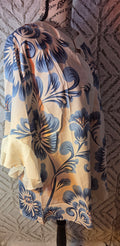 Blue flower print / cream color top for women