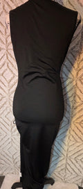 Long black dress with lace up side and split