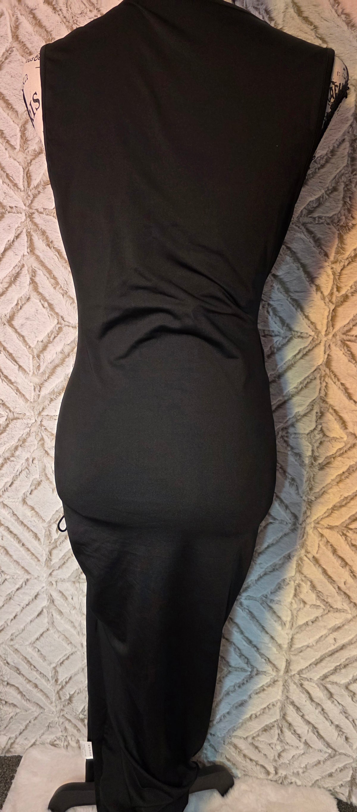 Long black dress with lace up side and split