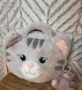Tabby cat bag with strap handles and plushie