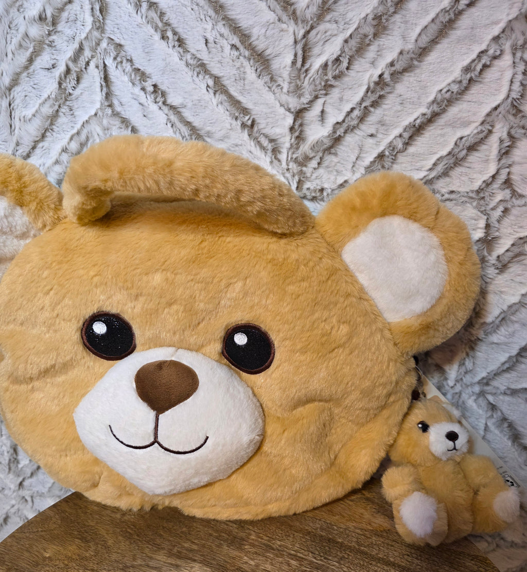 Teddy bear bag with handles and strap plushie bear included