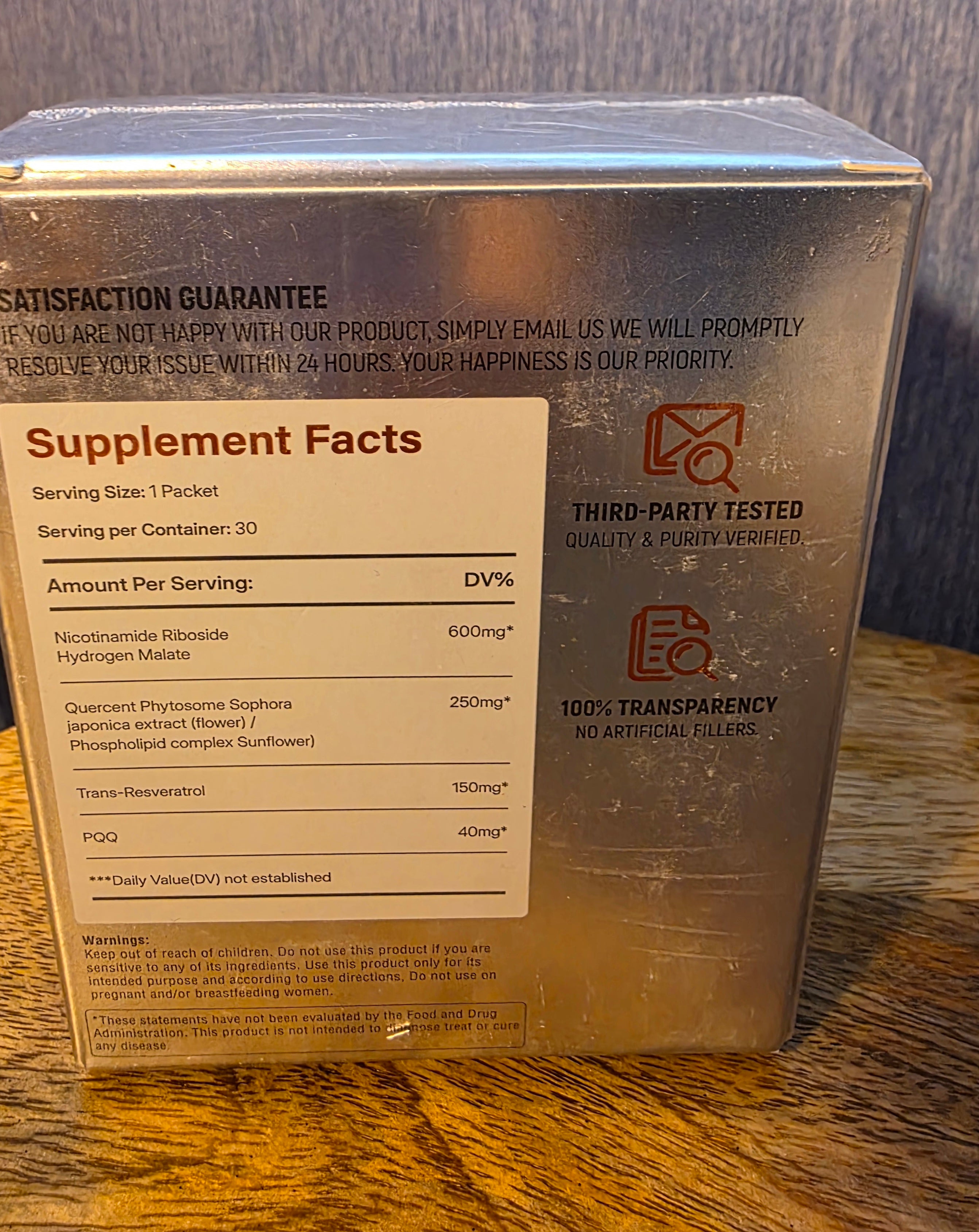 NAD + Nicotinamide Riboside PQQ 1000mg 30 packets