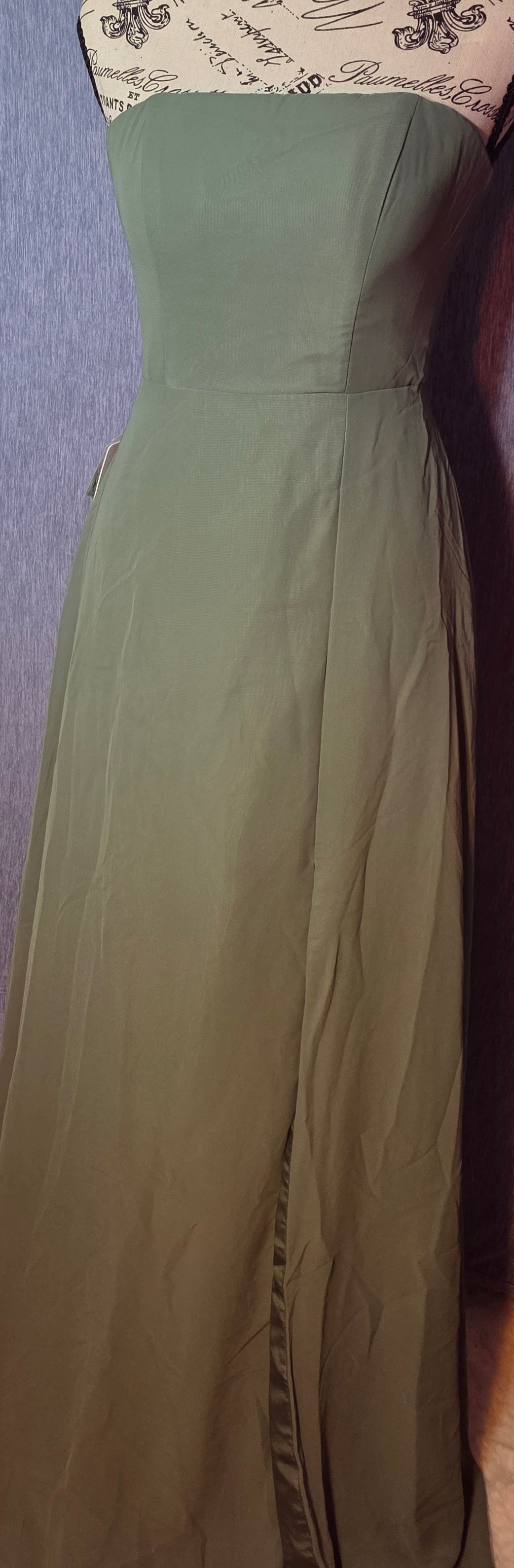 Long olive green dress By AZAZIE