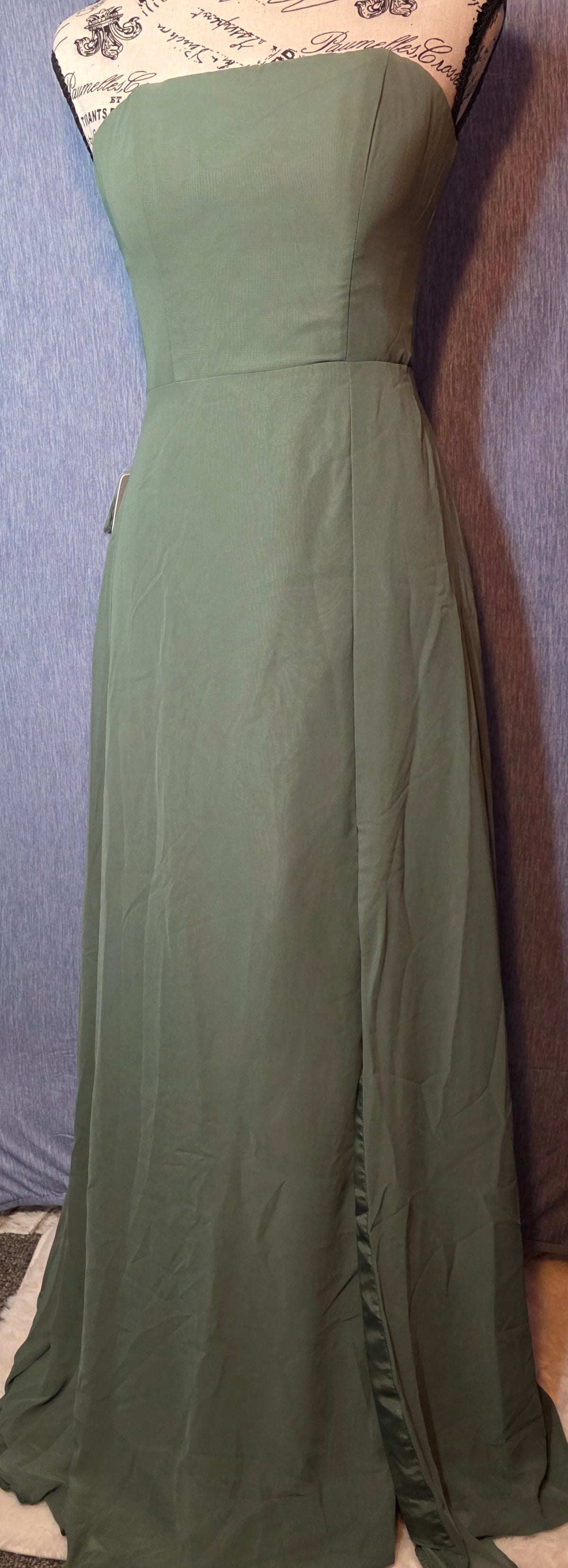 Long olive green dress By AZAZIE
