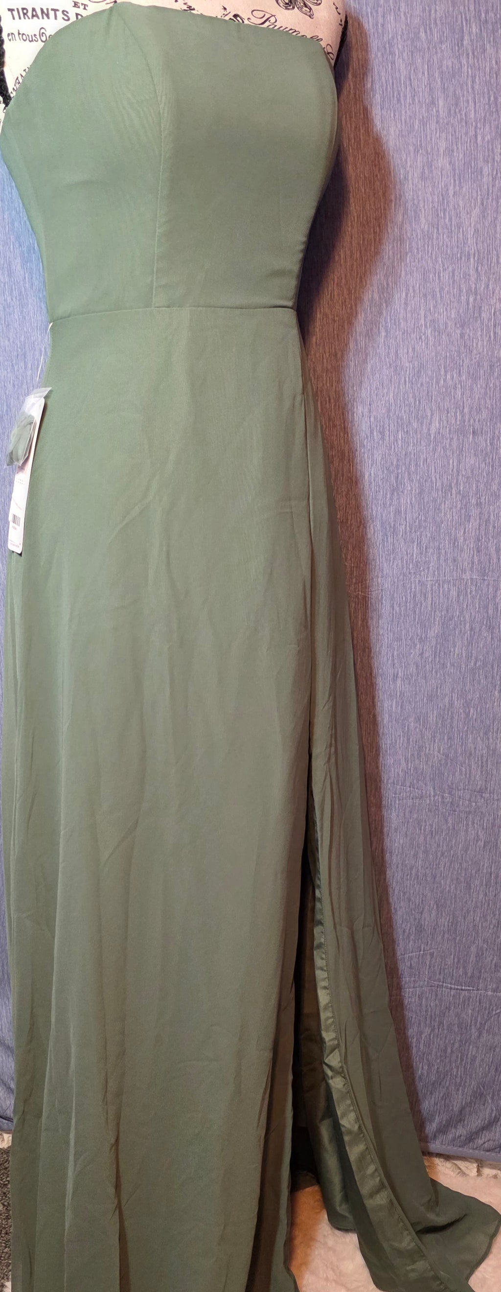 Long olive green dress By AZAZIE
