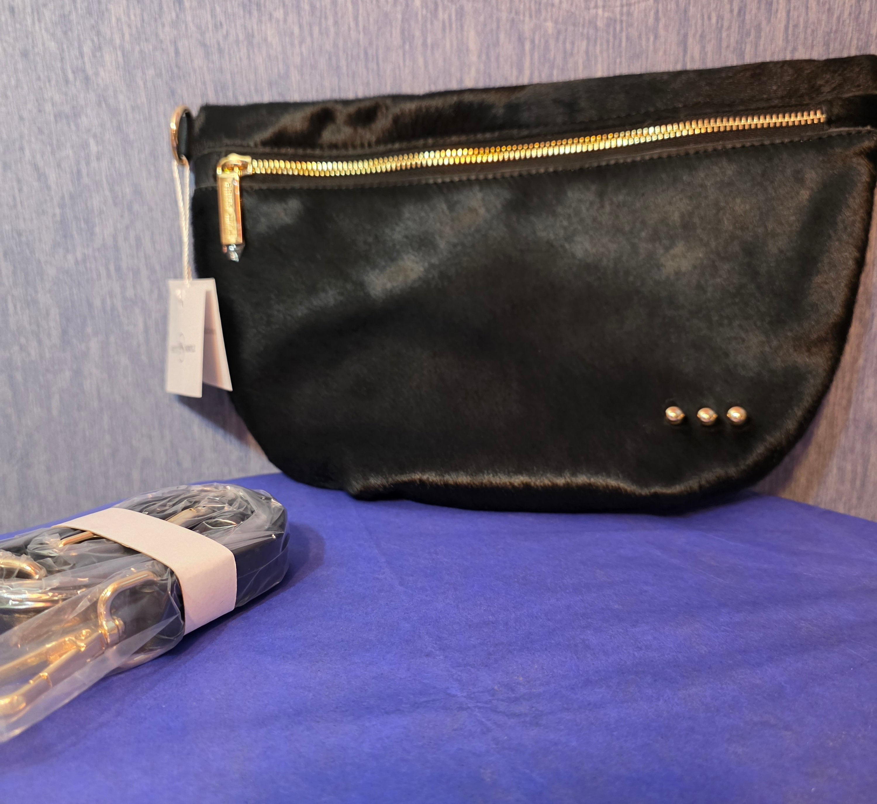 The Hair on Hide Weastern Bum Bag by Pretty Simple in Black