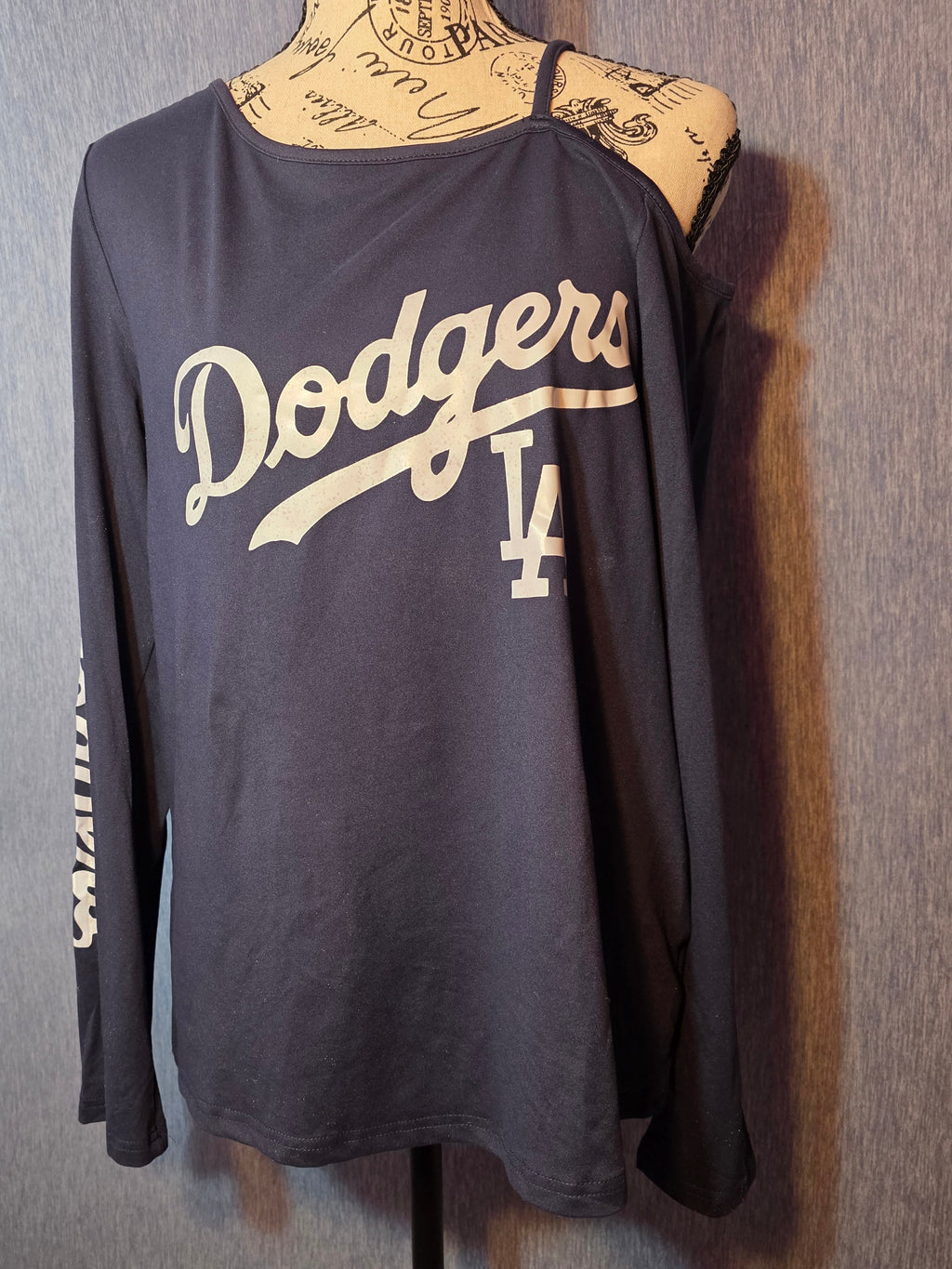 LA Dodgers shirt off shoulder on one side