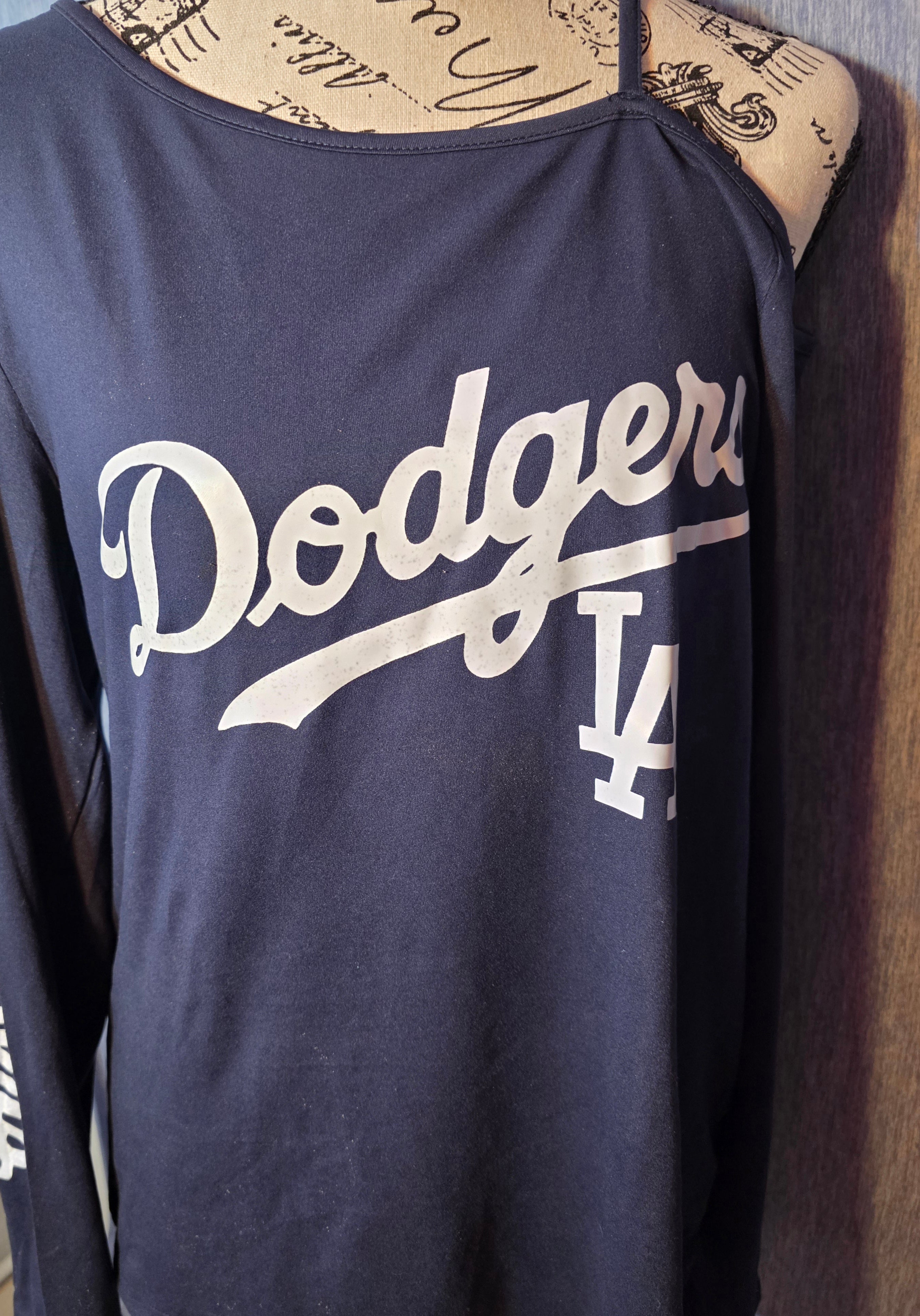 LA Dodgers shirt off shoulder on one side