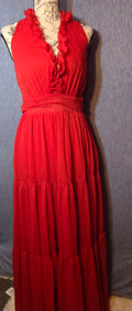 Long red dress built in slip