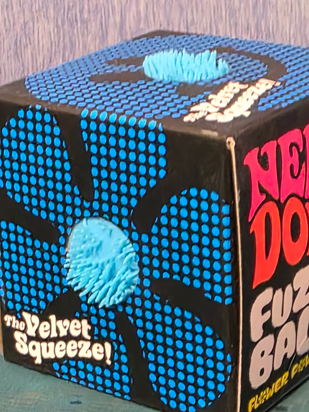 Blue Fuzz Ball velvet squeeze