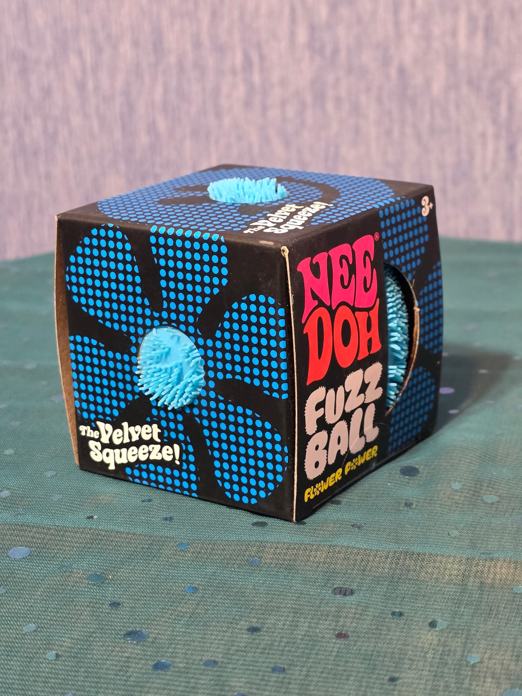 Blue Fuzz Ball velvet squeeze