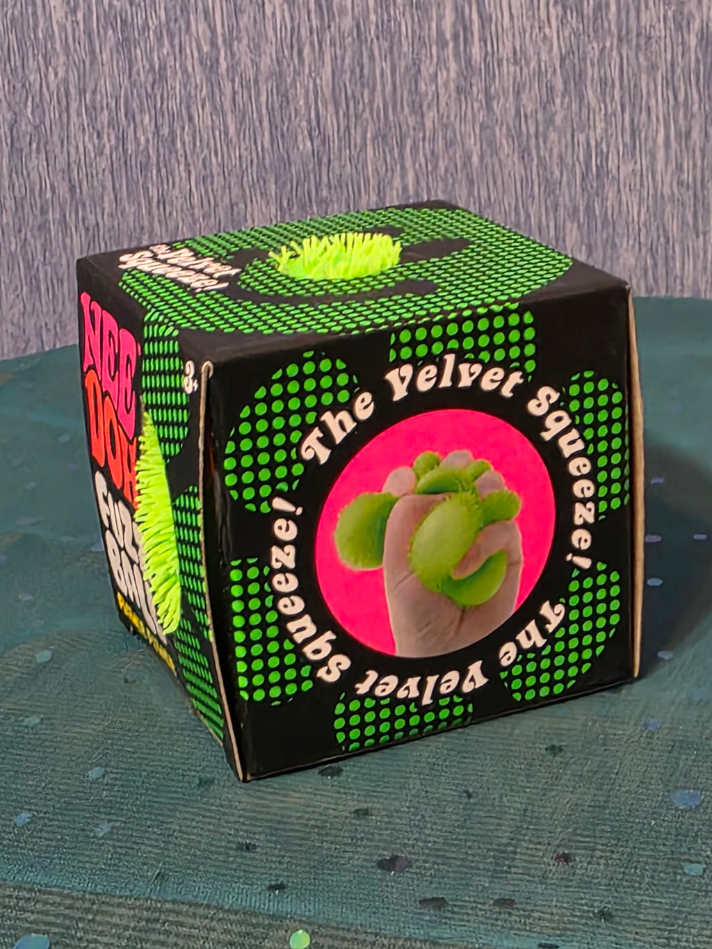 Green Fuzz Ball velvet Squeeze