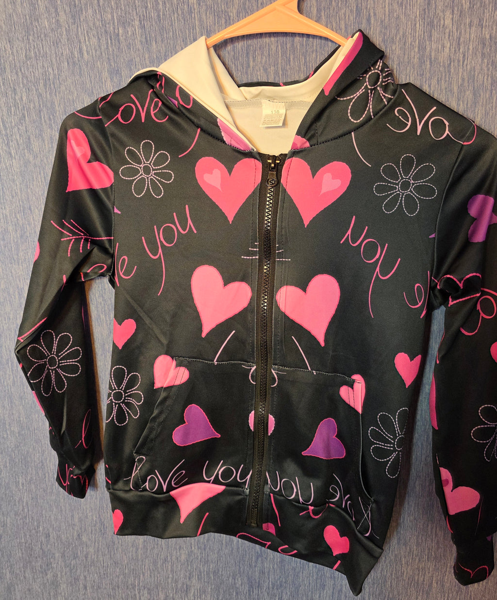Little girls light weight jacket zip up with hood