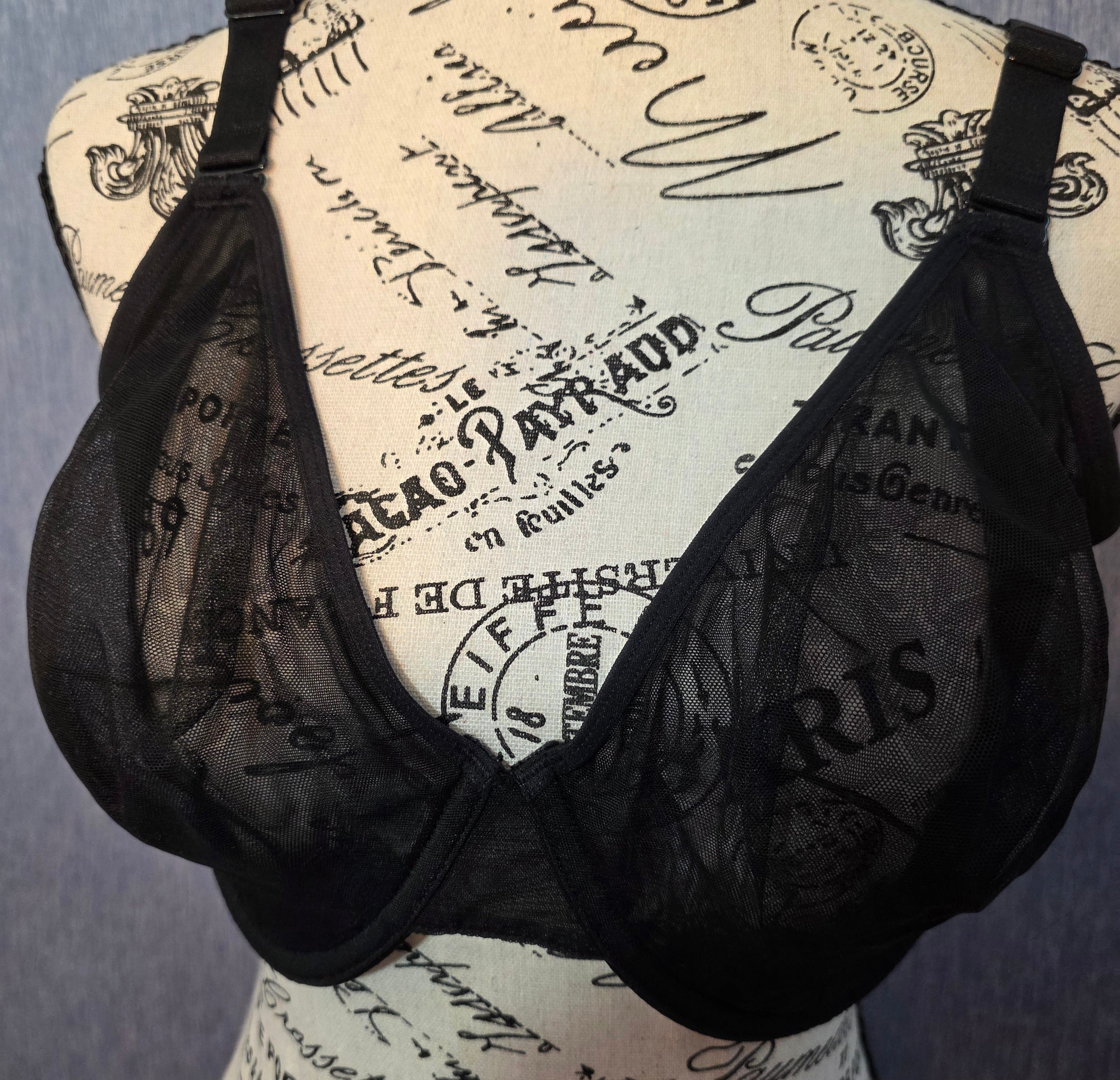 HSIA black shear bra size 38DD