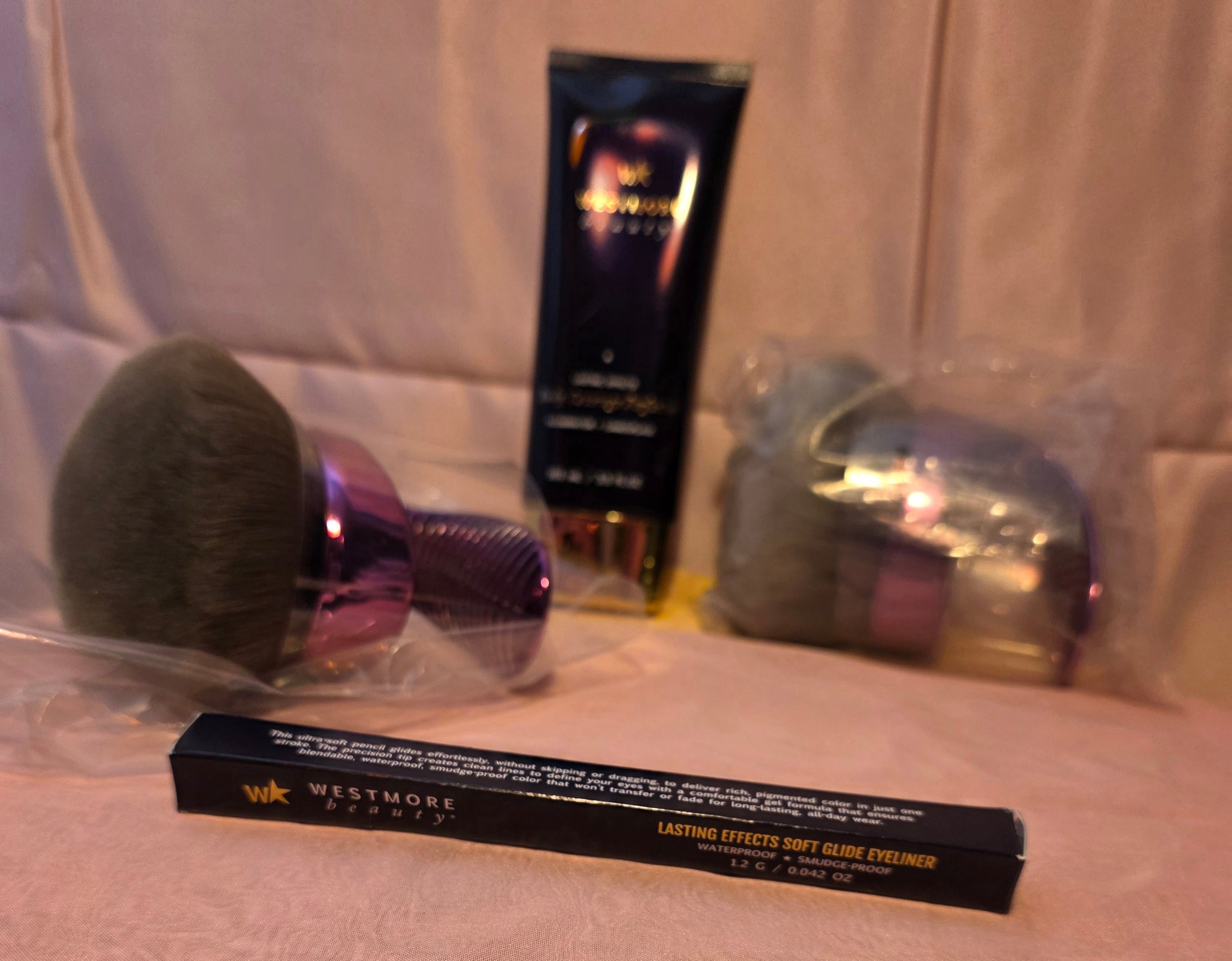 Westmore Beauty Bundle 2 Brushes and 1 eye-liner in ultra black and 1 Lasting Effects Body Coverage Perfector 3.5 oz