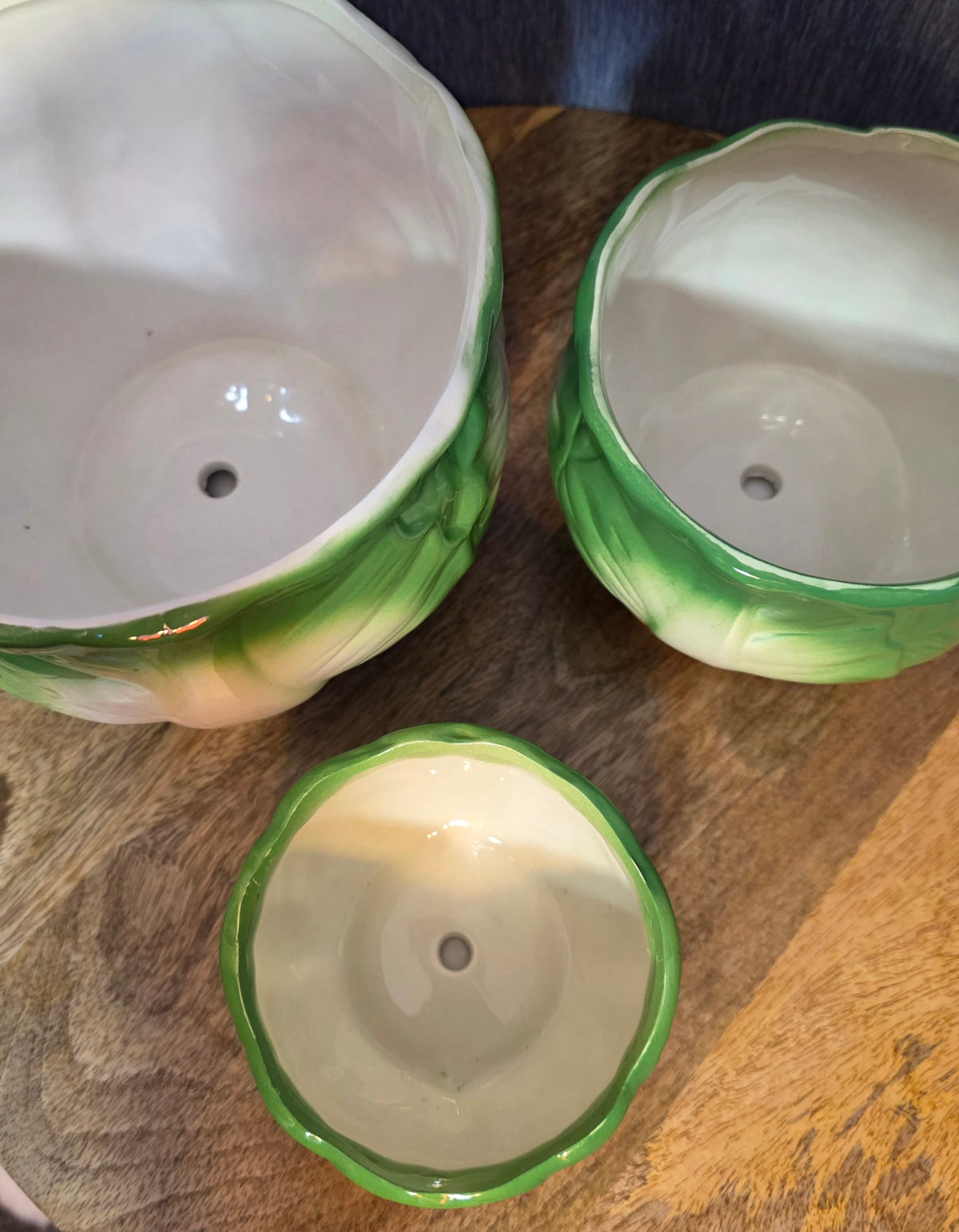 Set of 3 cabbage style planters