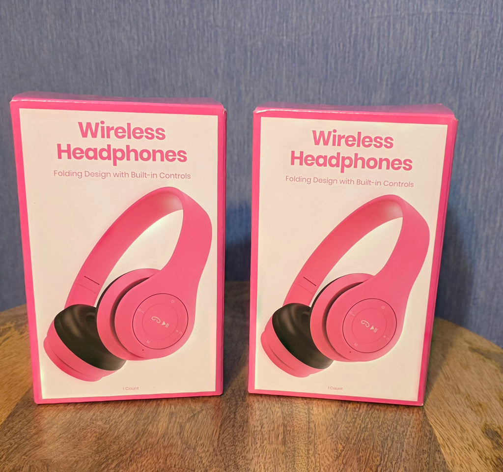 Wireless pink headphones