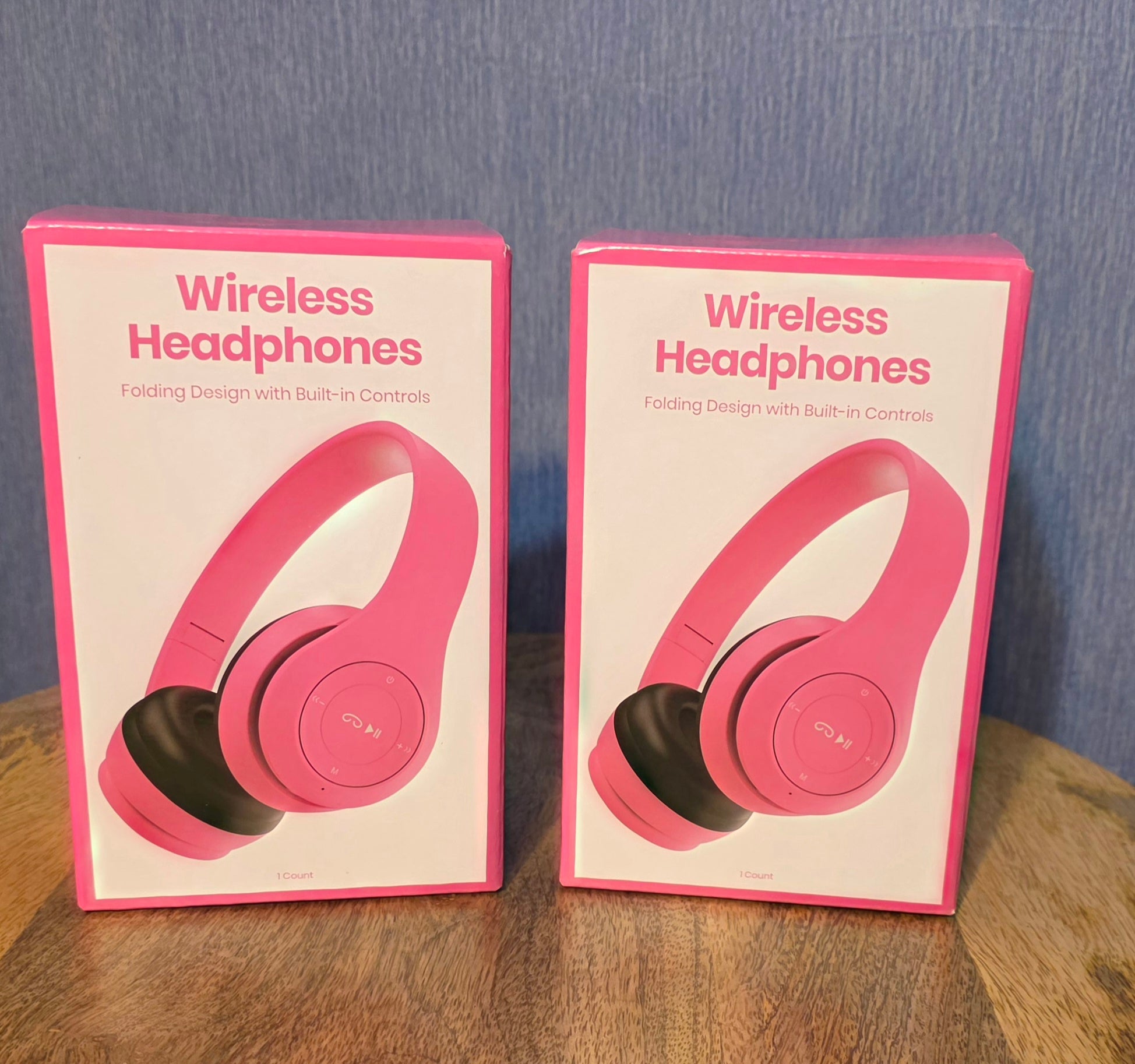 Wireless pink headphones