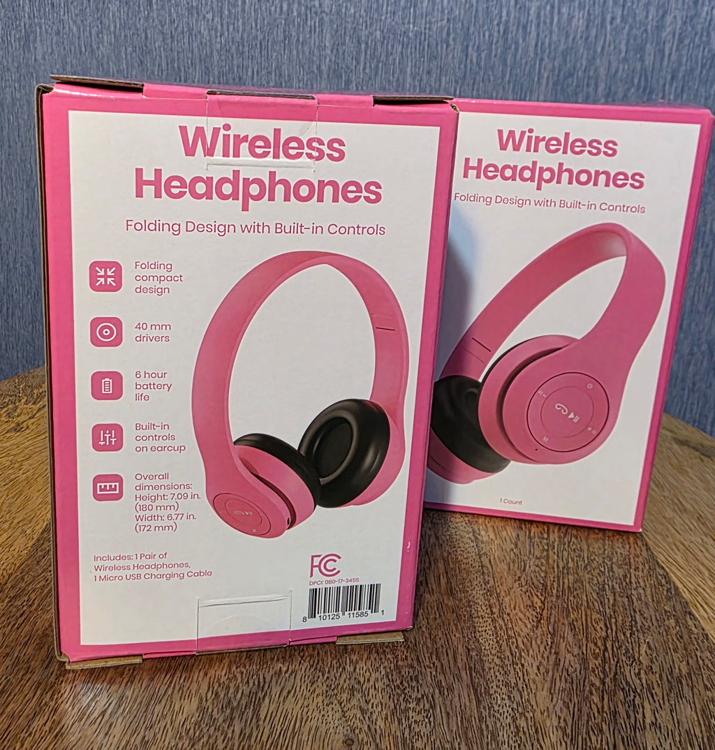 Wireless pink headphones