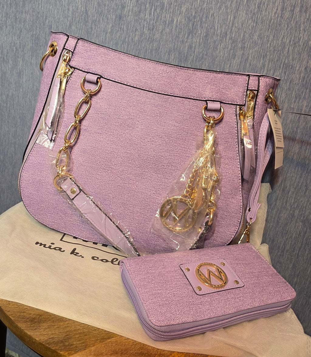 Mia K Lina collection Lavender purse and wallet set