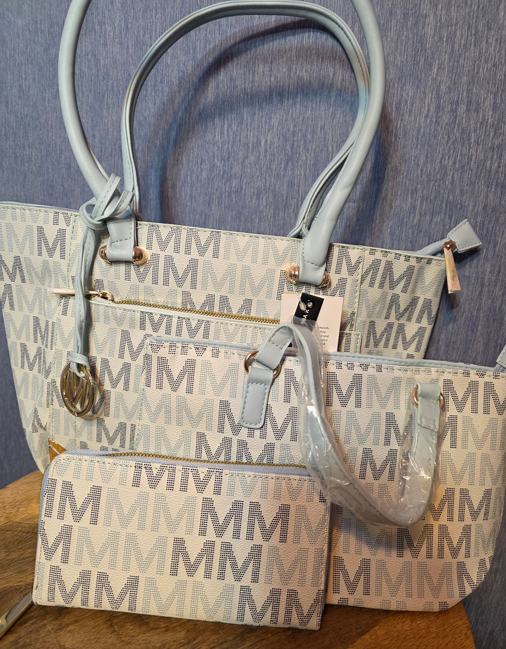 MKF Lady powder blue 3 piece set bags and wallet