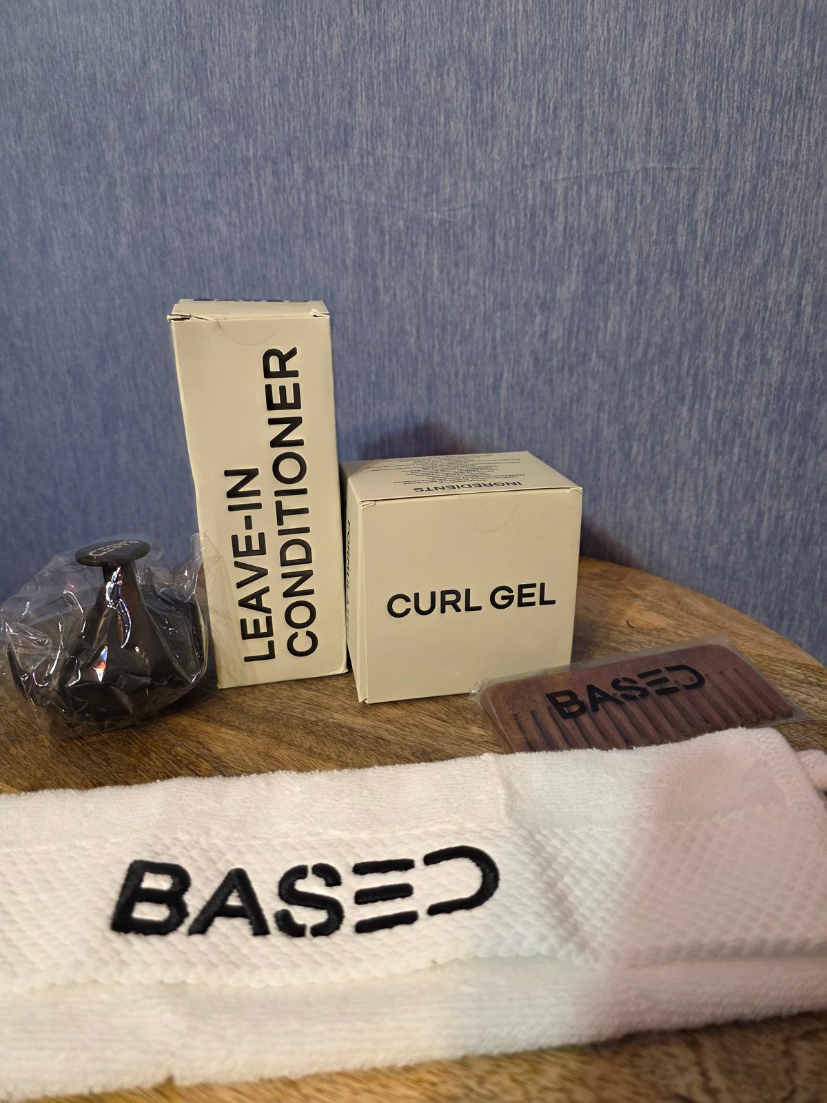 Based products 5 piece set leave in conditioner/curl Gel / wash cloth/ comb/ massager