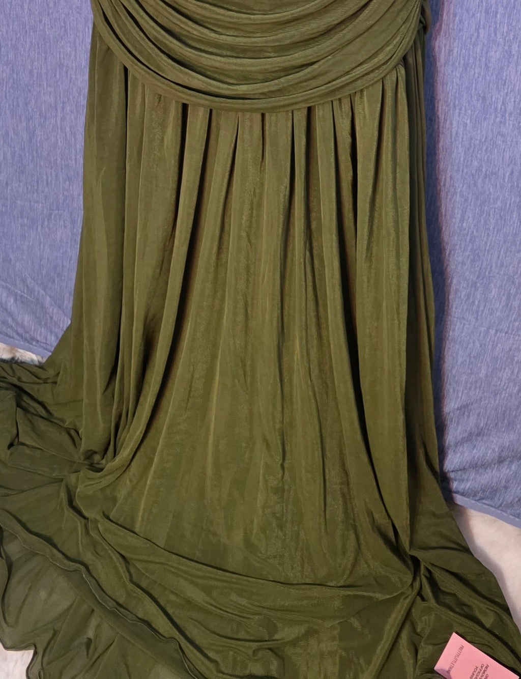 Pretty little things long olive green dress size us 8