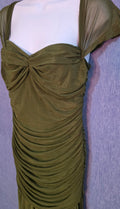 Pretty little things long olive green dress size us 8