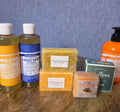7 full size products soap bundle one price magic soap , turmeric soaps , papaya, Dr. Bronners soap