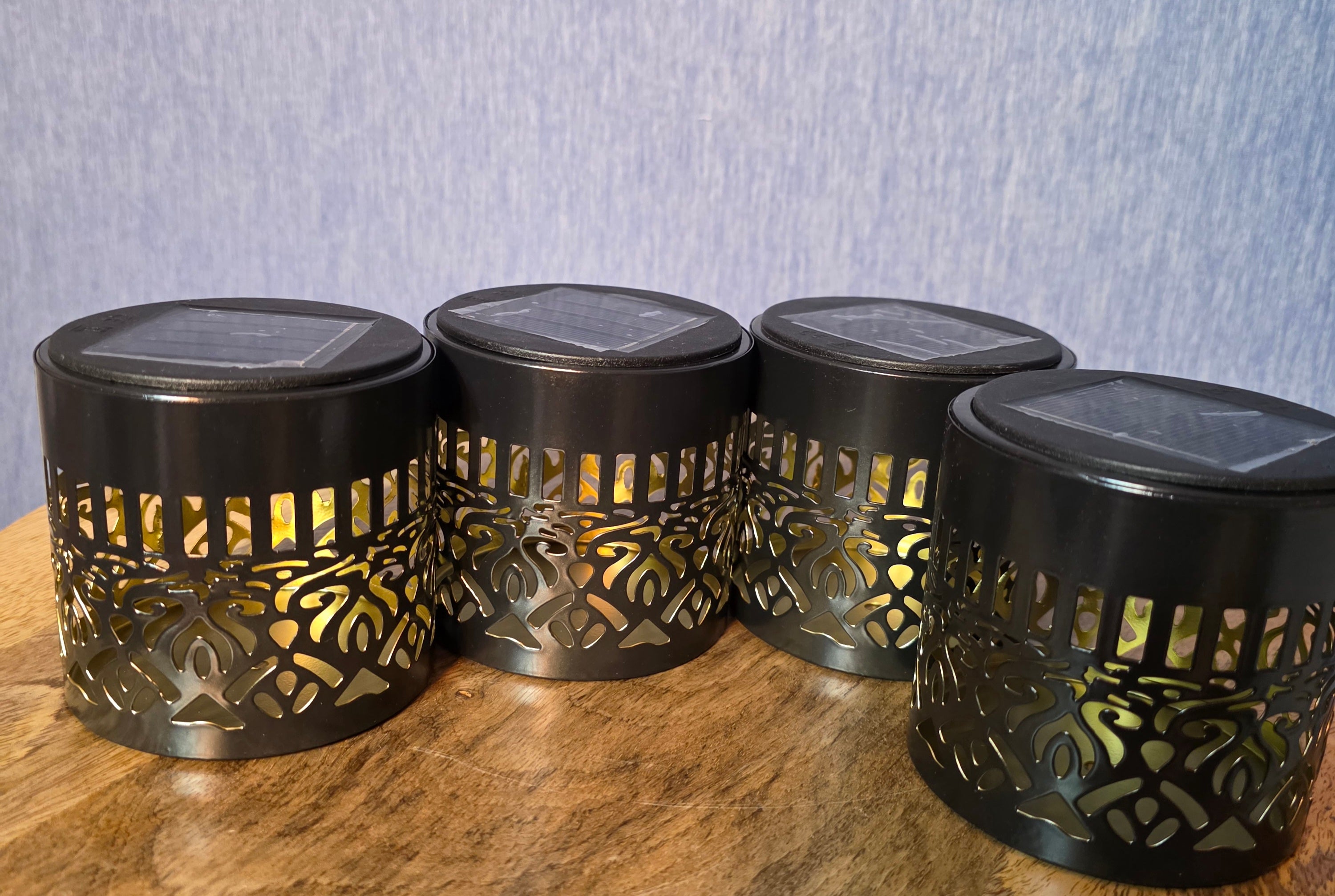 Set of 4 table top or window solar lights metal and plastic