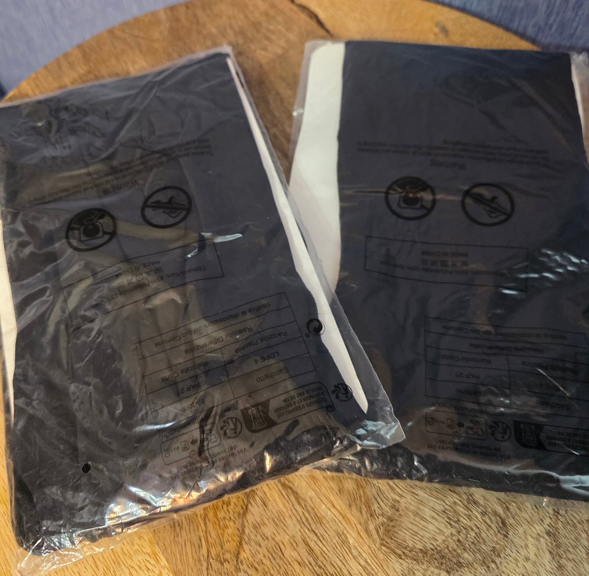 Two pair of black pantihose with feet