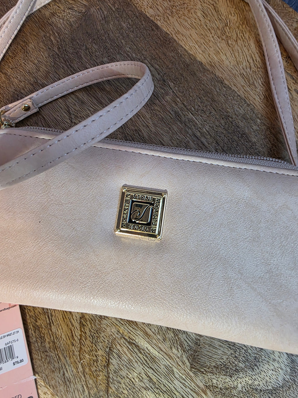 Stone Mountain Bonded Leather wallet / crossbody light pink color