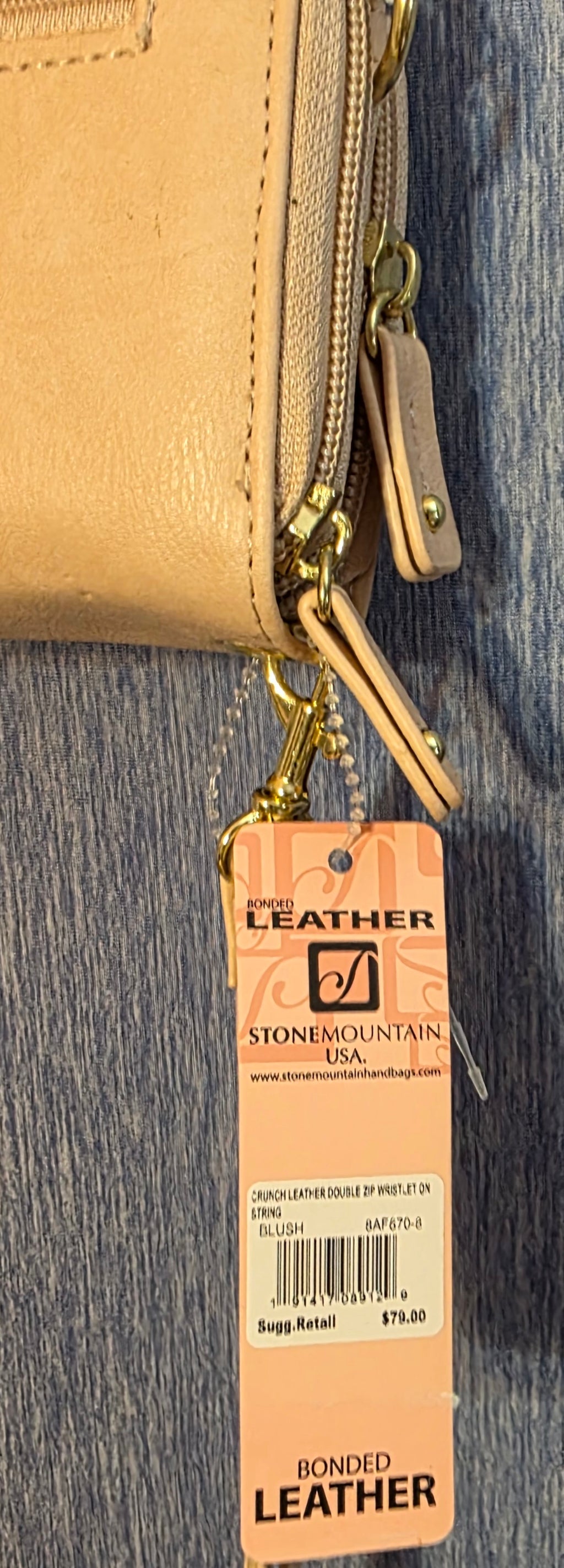 Stone Mountain Bonded Leather wallet / crossbody light pink color